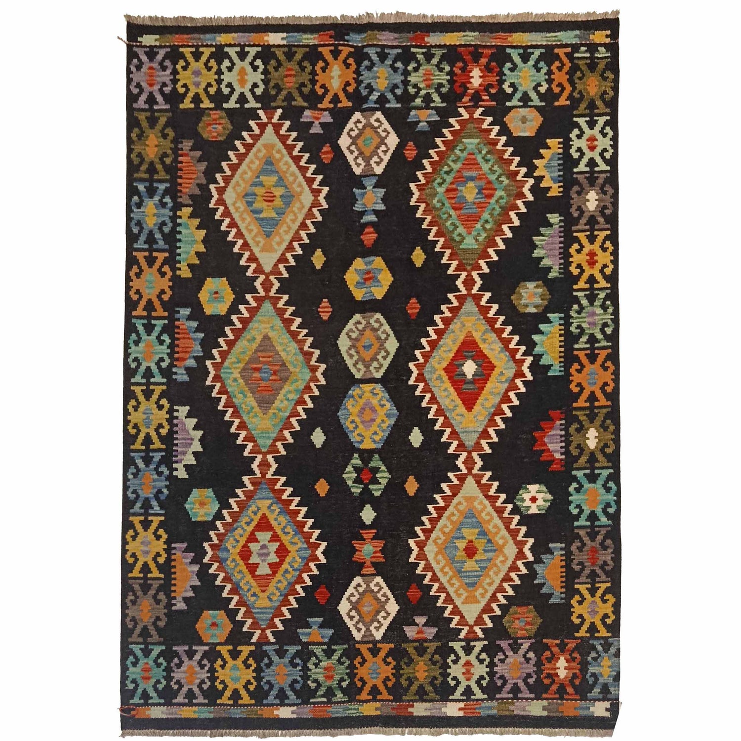 Handmade Vegetable Kilim 5' 0" x 6' 7" (ft) - No. P35334