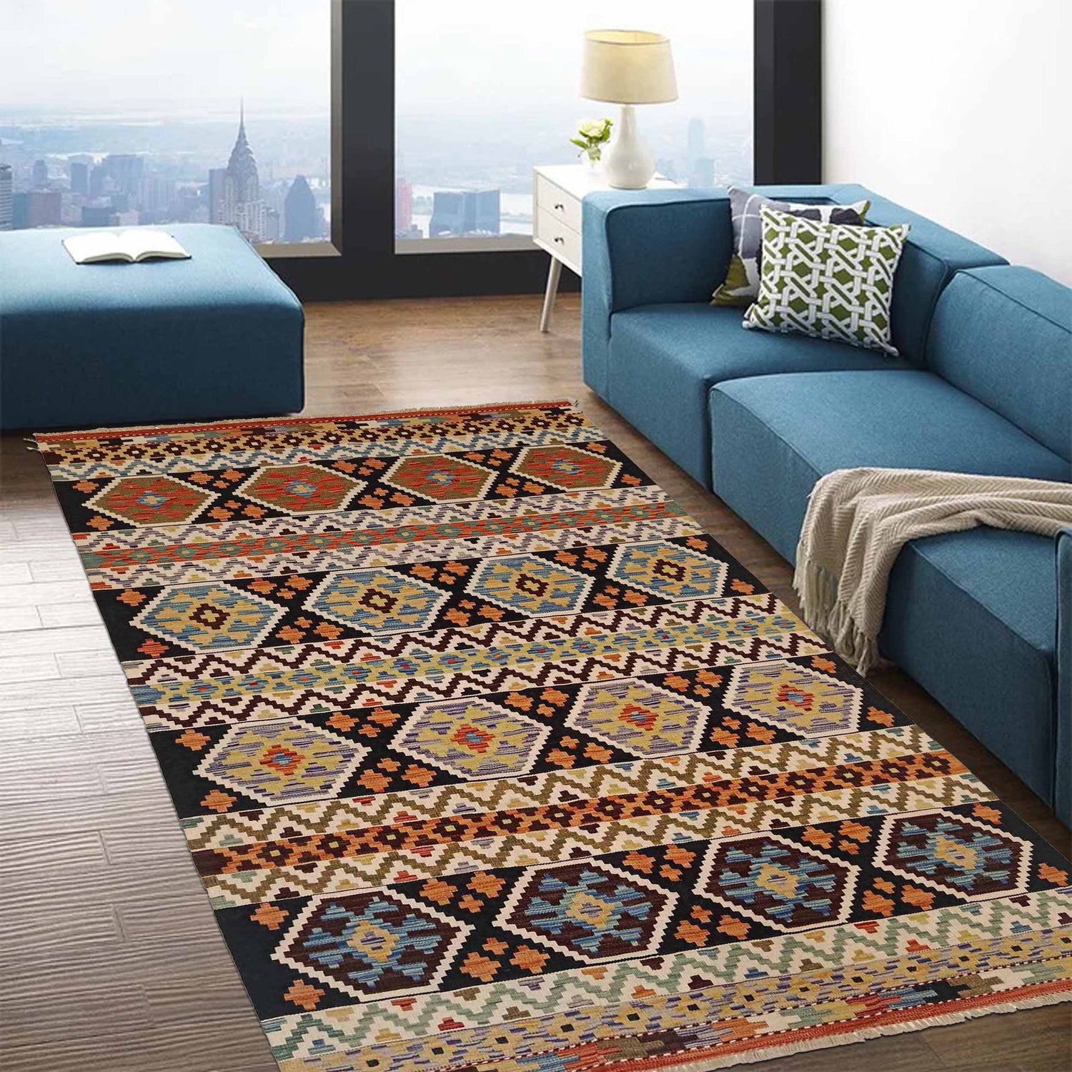 Handmade Vegetable Kelim 4' 8" x 8' 5" (ft) - No. P35335