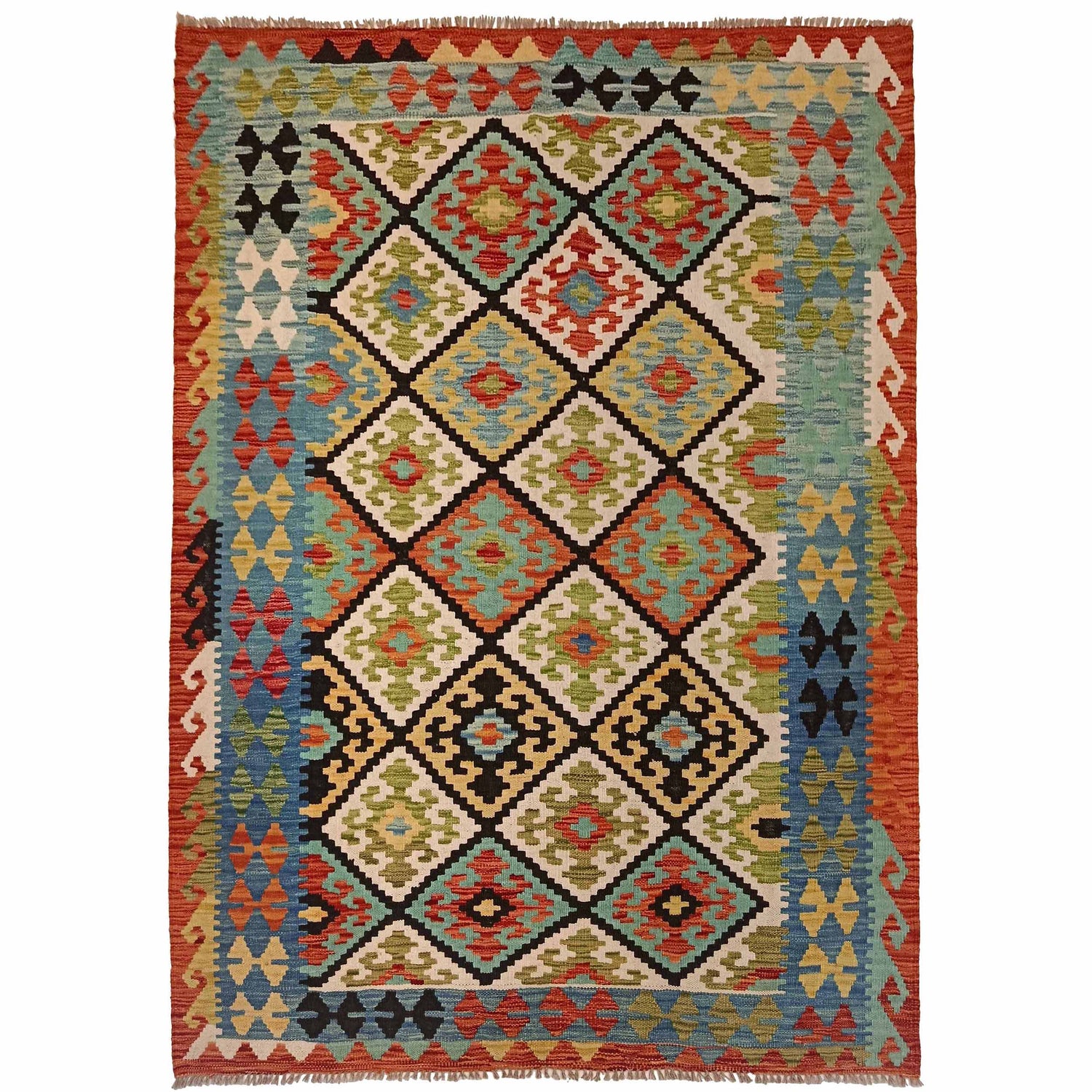 Handmade Vegetable Kilim 5' 1" x 6' 11" (ft) - No. P35341