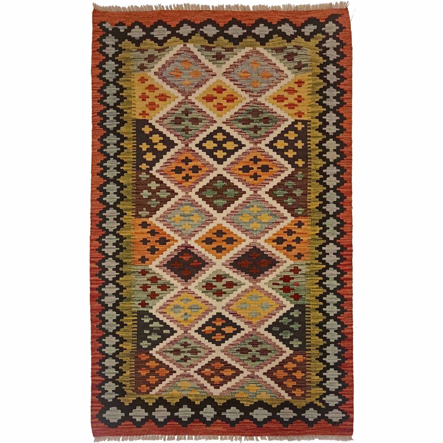 Handmade Vegetable Kelim 3' 6" x 5' 3" (ft) - No. P35350