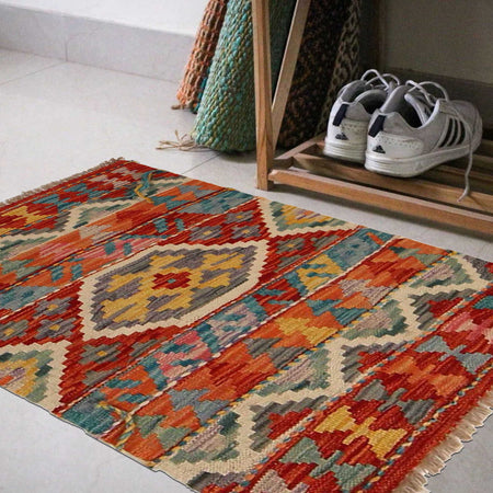 Handmade Vegetable Kilim 1' 10" x 2' 8" (ft) - No. P35358