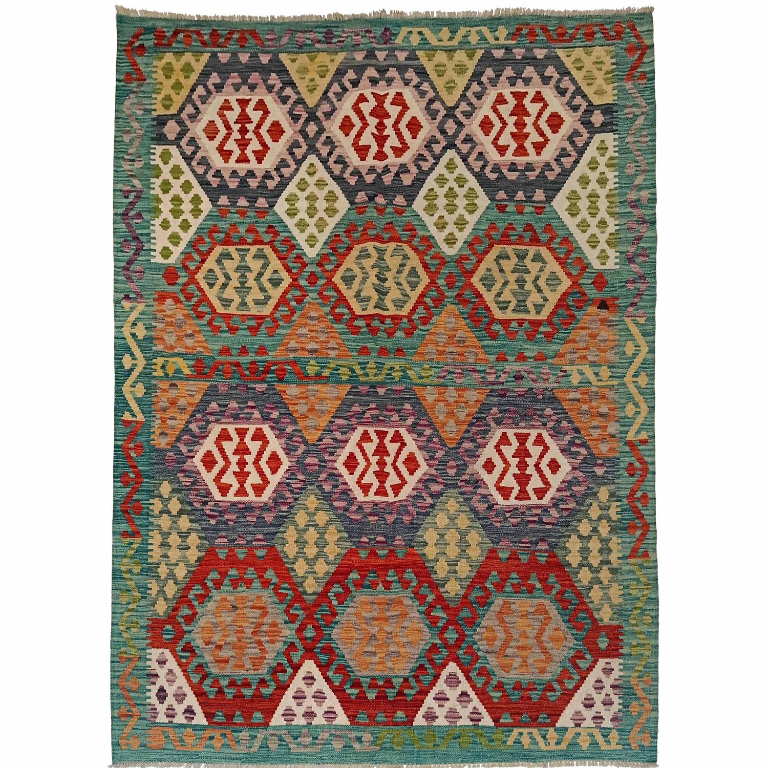 Handmade Vegetable Kelim 5' 9" x 8' 0" (ft) - No. P35379