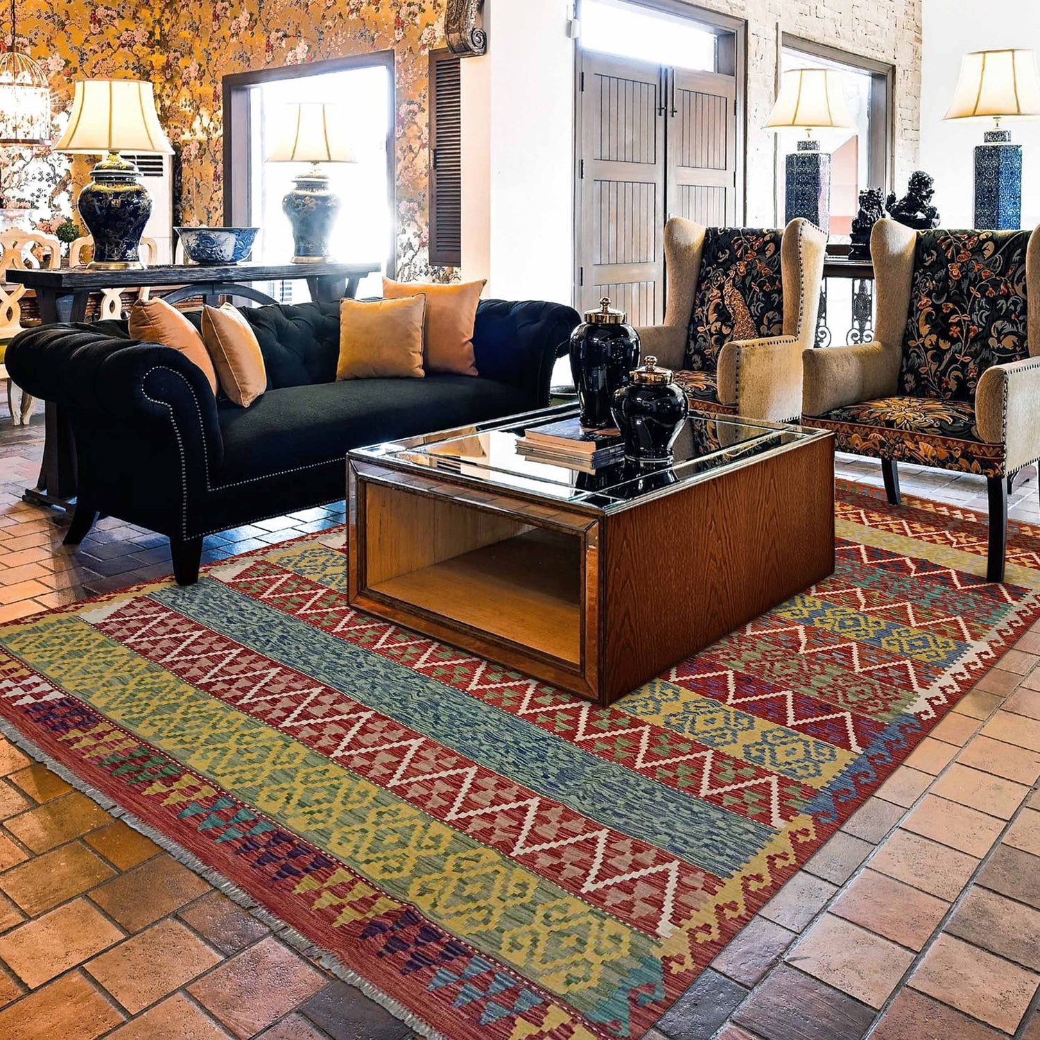 Handmade Vegetable Kelim 8' 3" x 9' 9" (ft) - No. P35382