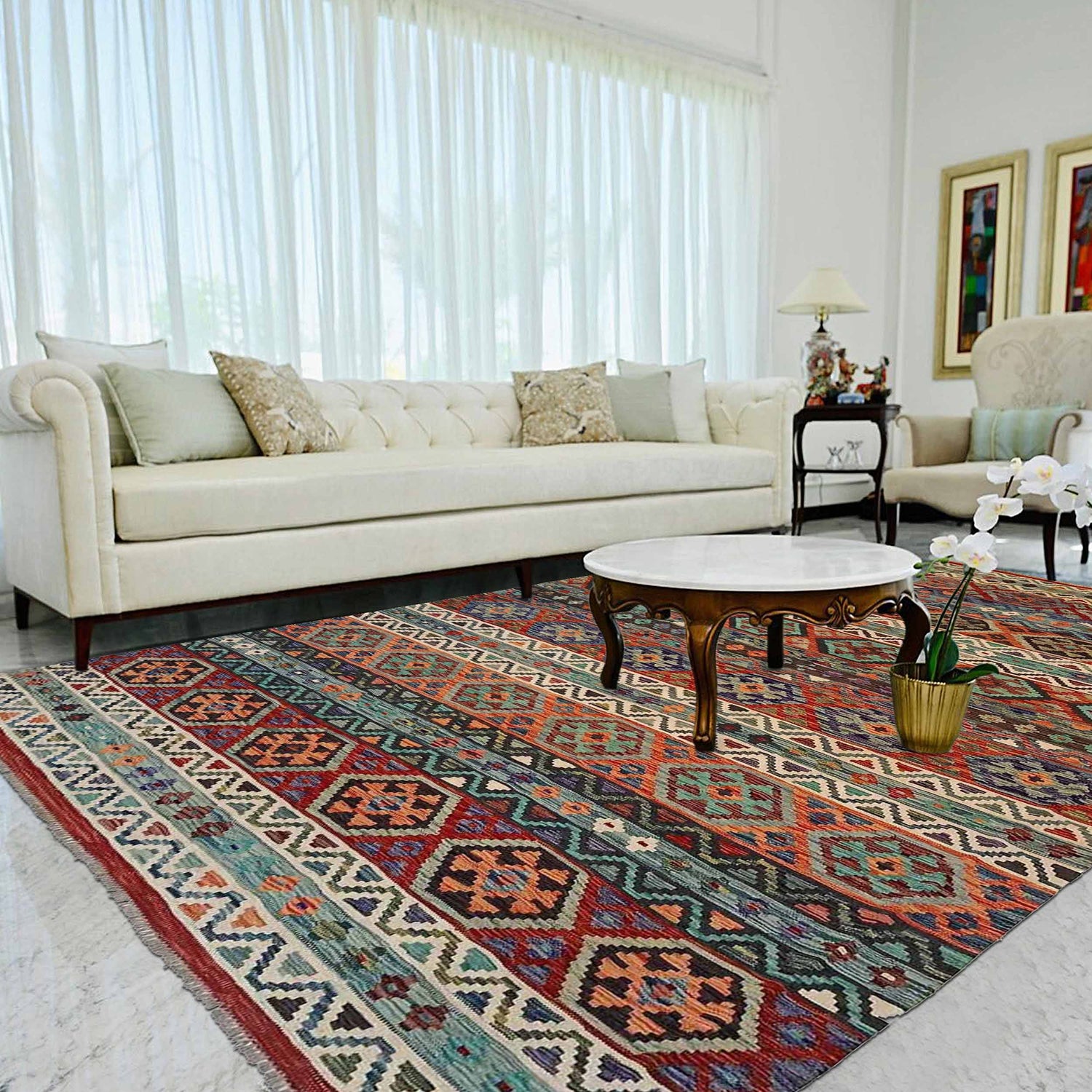 Handmade Vegetable Kelim 8' 3 x 11' 6 (ft) - No. P35385