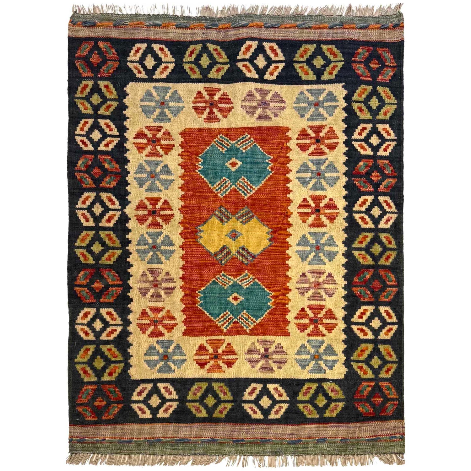 Handmade Vegetable Kilim 2' 11" x 3' 11" (ft) - No. P35487