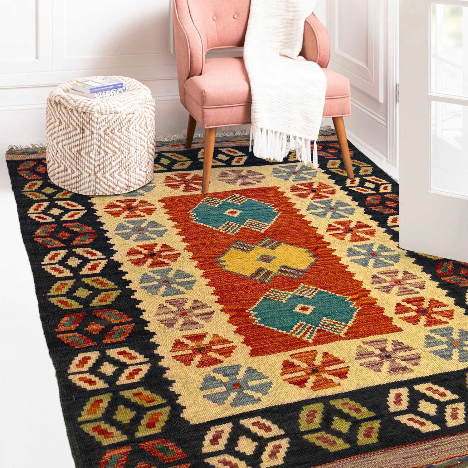 Handmade Vegetable Kilim 2' 11" x 3' 11" (ft) - No. P35487