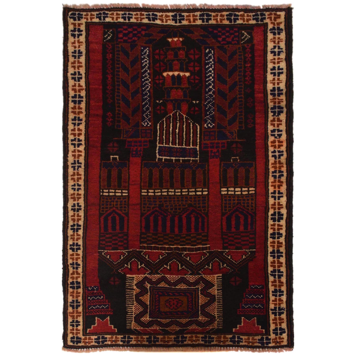 Handmade Jaye Namaz 2' 9" x 4' 6" (ft) - No. P35523