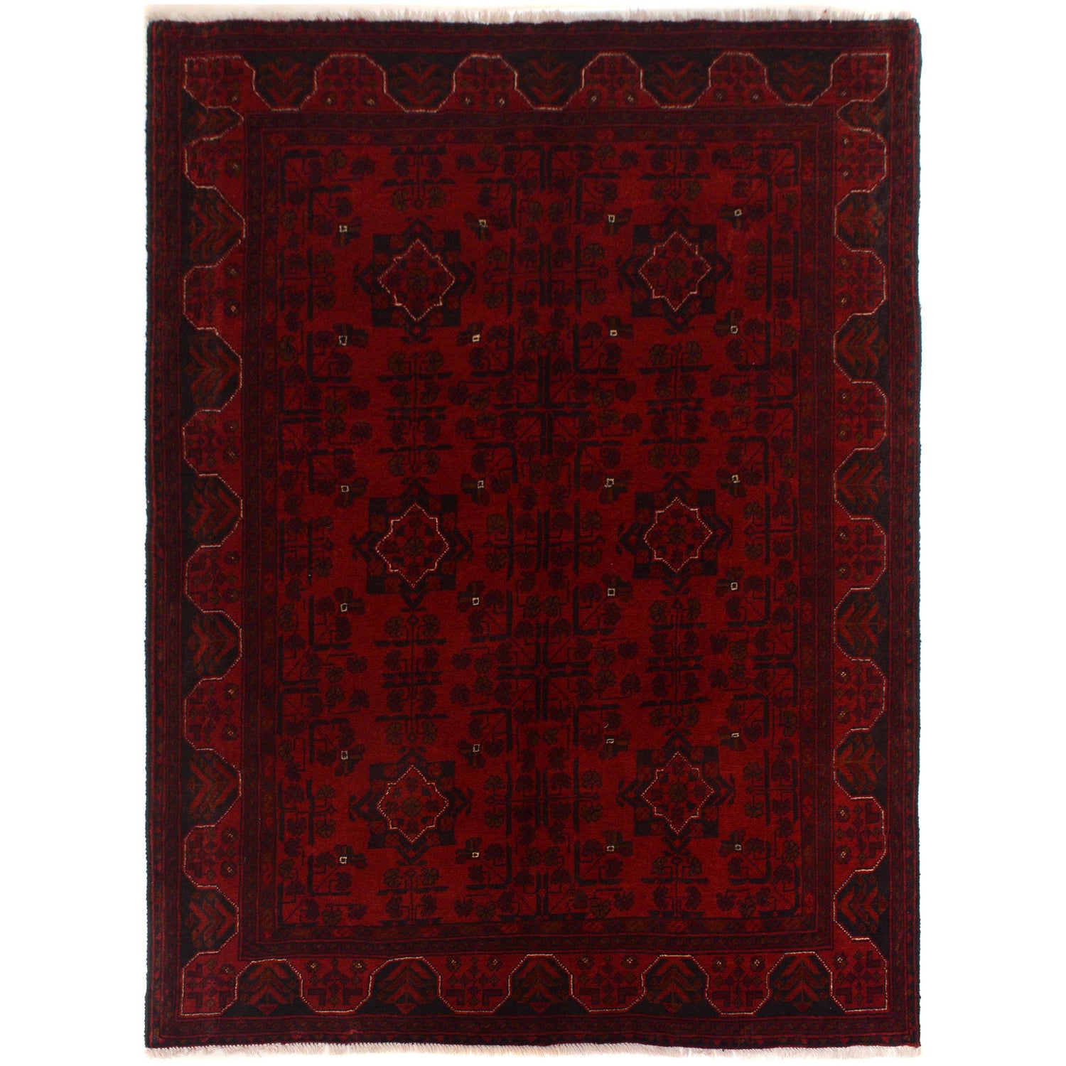 Red Khal Mohammadi Carpet 4' 2" x 5' 9" (ft) - No. P35617