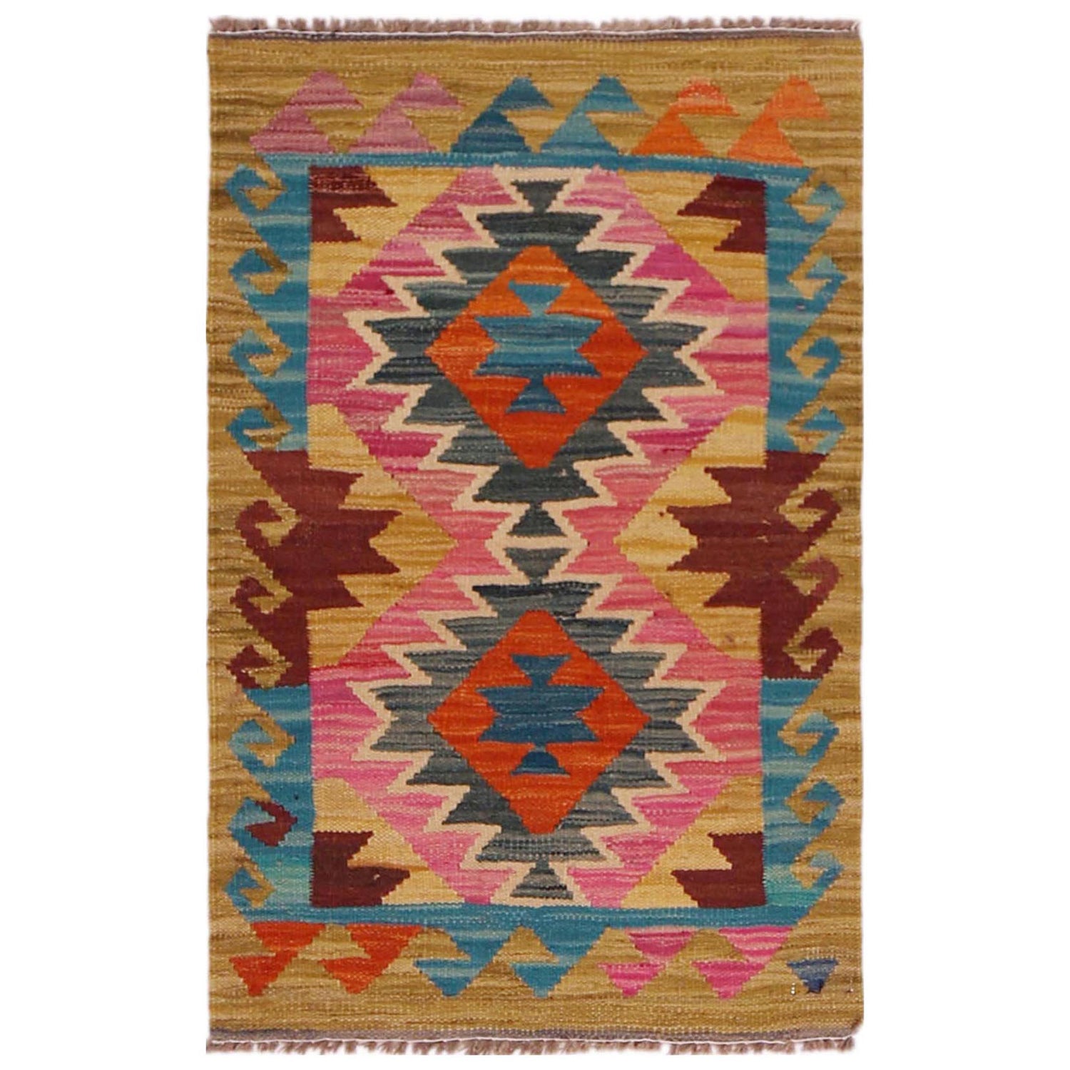 Handmade Vegetable Kilim 1' 11" x 3' 0" (ft) - No. P35622