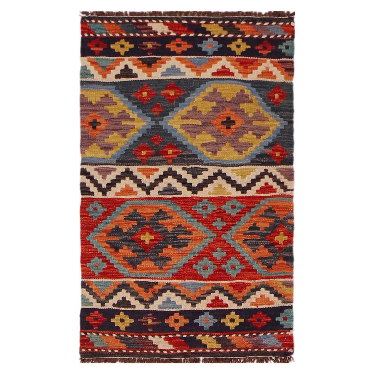 Handmade Vegetable Kilim 1' 11" x 3' 2" (ft) - No. P35639