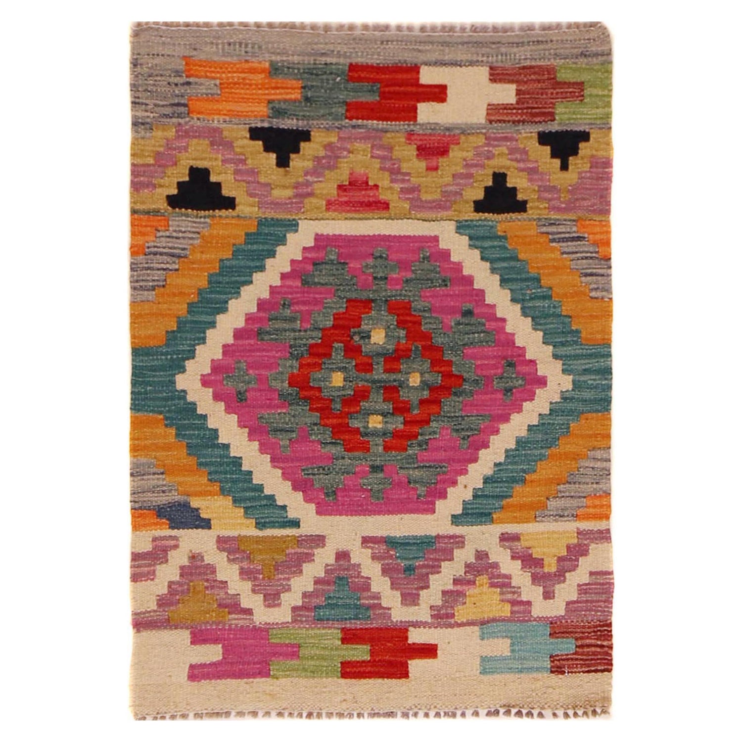 Handmade Vegetable Kelim 2' 1" x 3' 0" (ft) - No. P35641