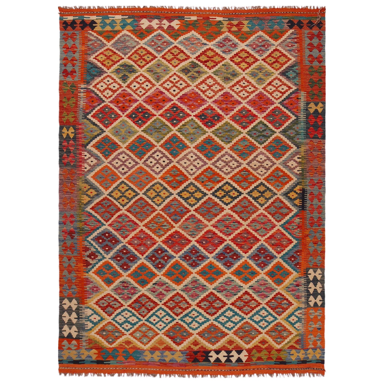 Handmade Vegetable Kelim 5' 10" x 8' 1" (ft) - No. P35653