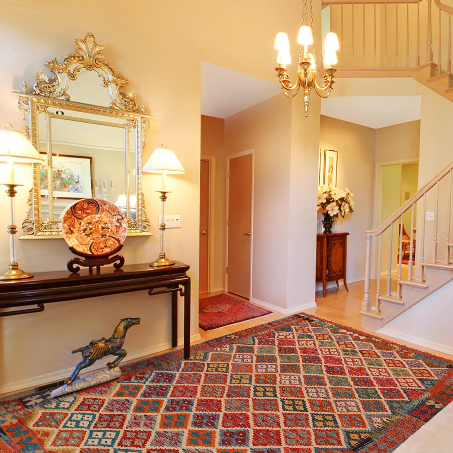 Handmade Vegetable Kelim 5' 10" x 8' 1" (ft) - No. P35653