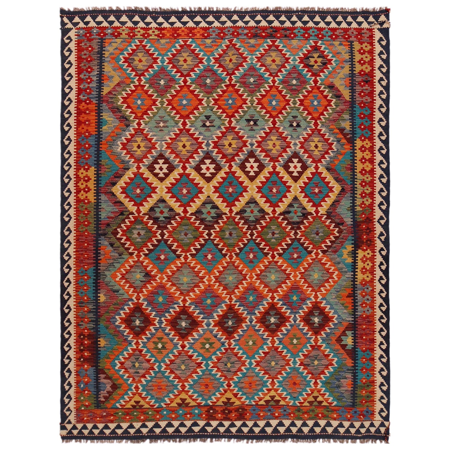 Handmade Vegetable Kilim 5' 10" x 7' 10" (ft) - No. P35655
