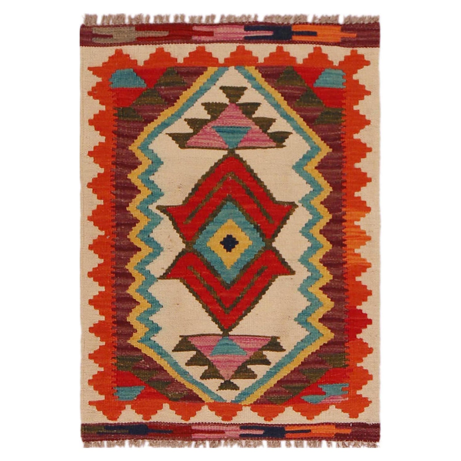 Handmade Vegetable Kilim 2' 0" x 2' 10" (ft) - No. P35671