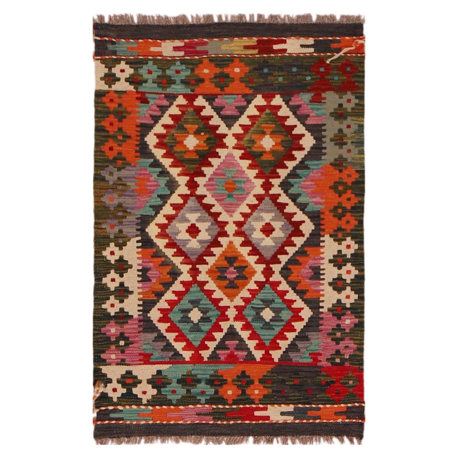 Handmade Vegetable Kilim 2' 2" x 3' 4" (ft) - No. P35673