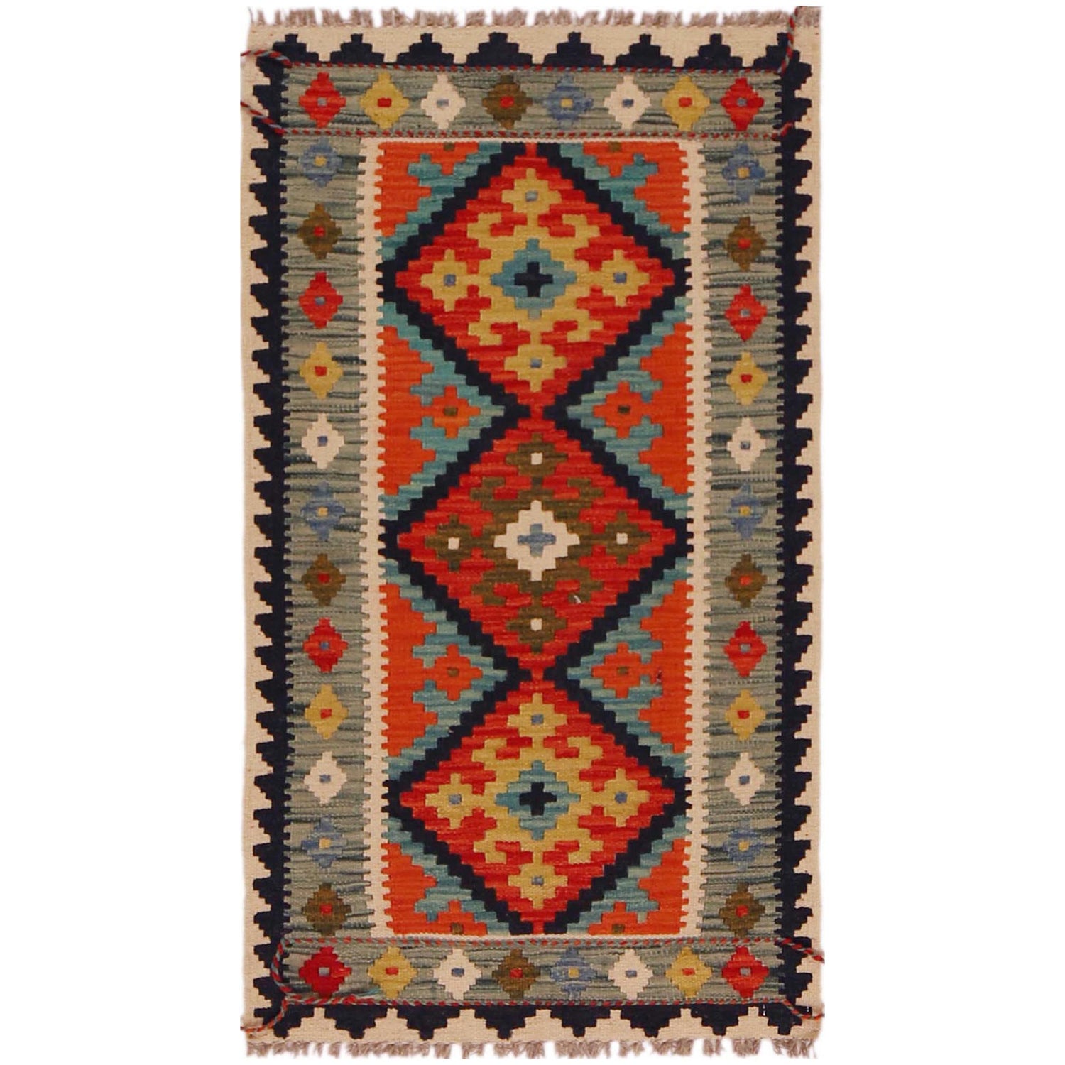 Handmade Vegetable Kelim 2' 1" x 3' 8" (ft) - No. P35674