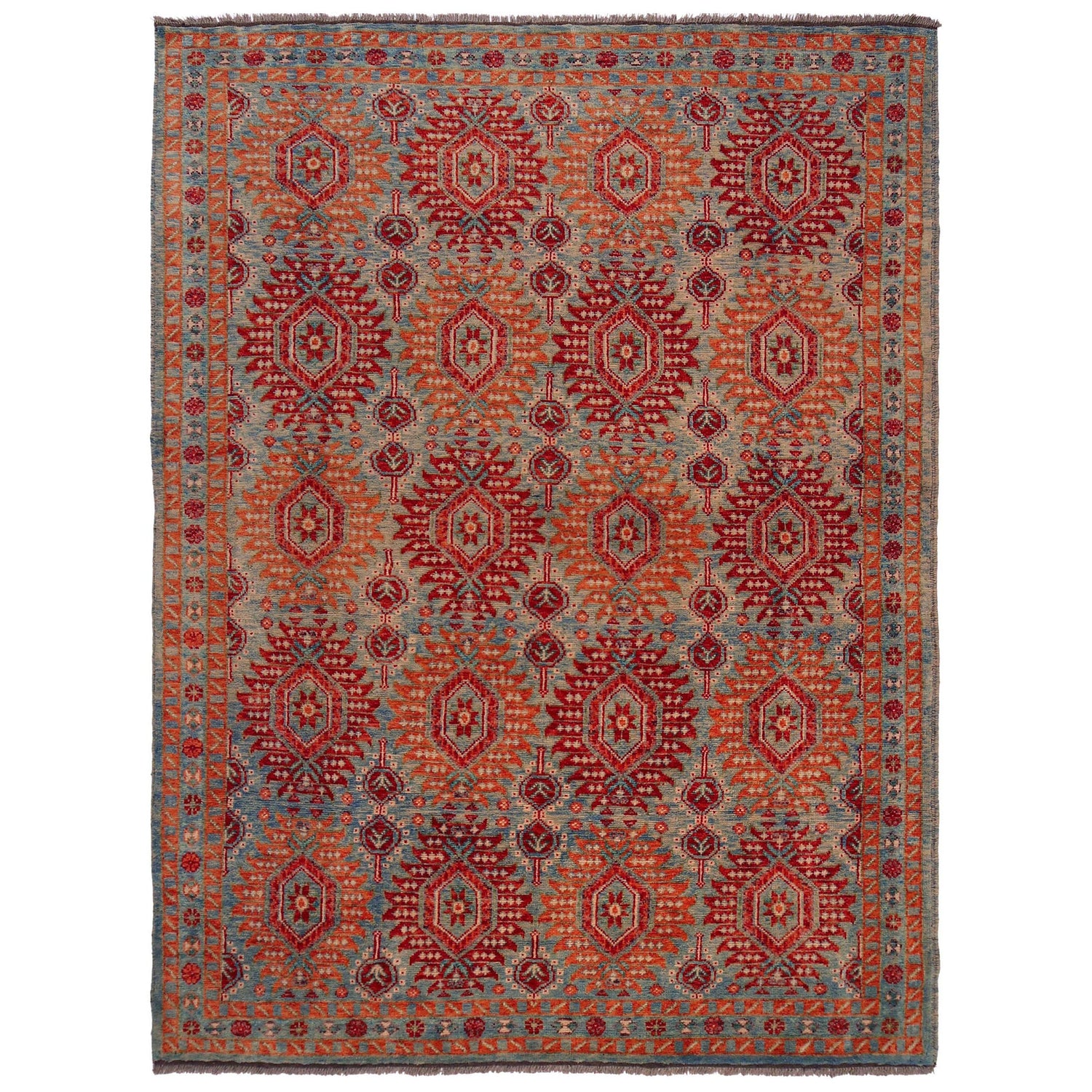Hand Knotted Oushak Rug 6' 8" x 9' 9" (ft) - No. P35676