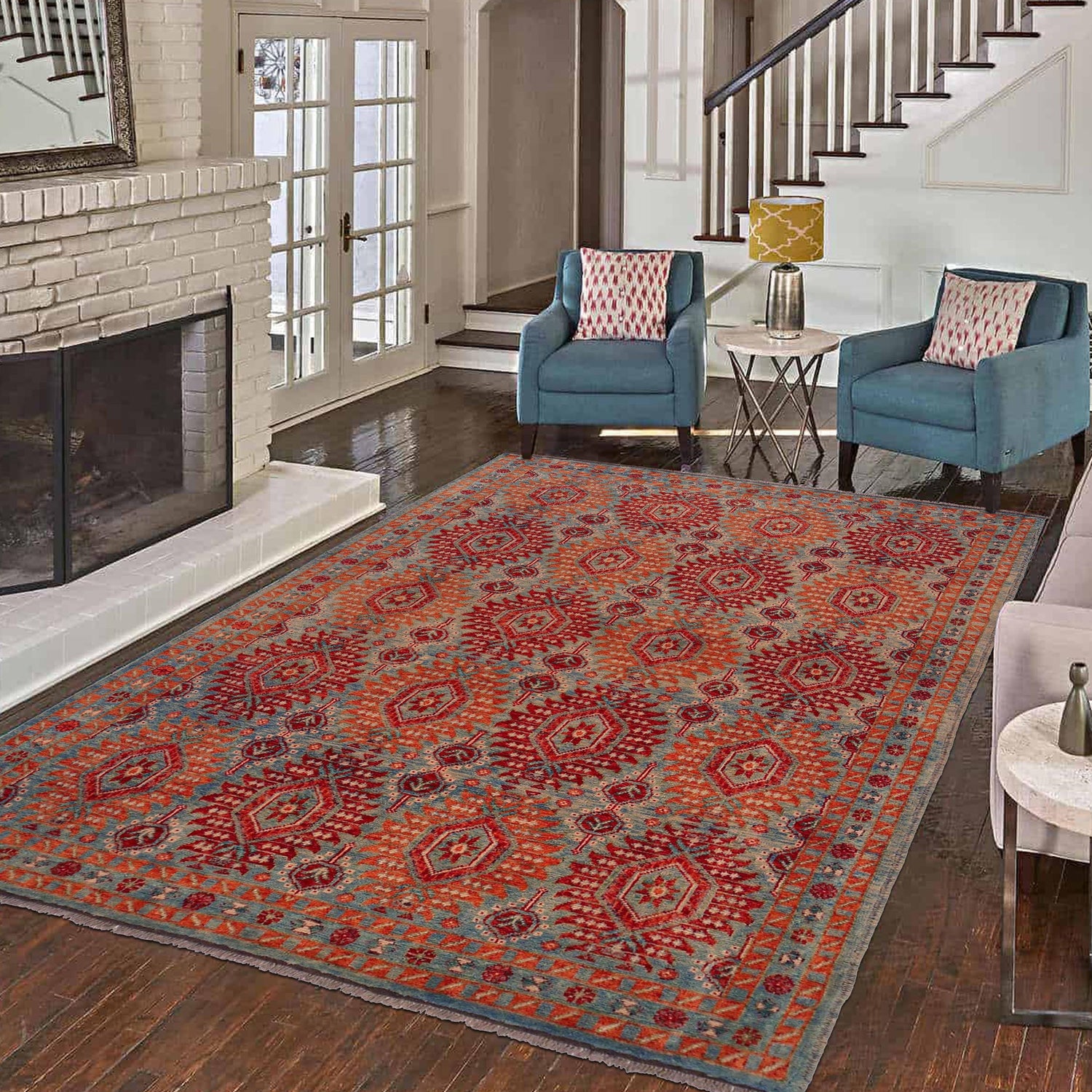 Hand Knotted Oushak Rug 6' 8" x 9' 9" (ft) - No. P35676