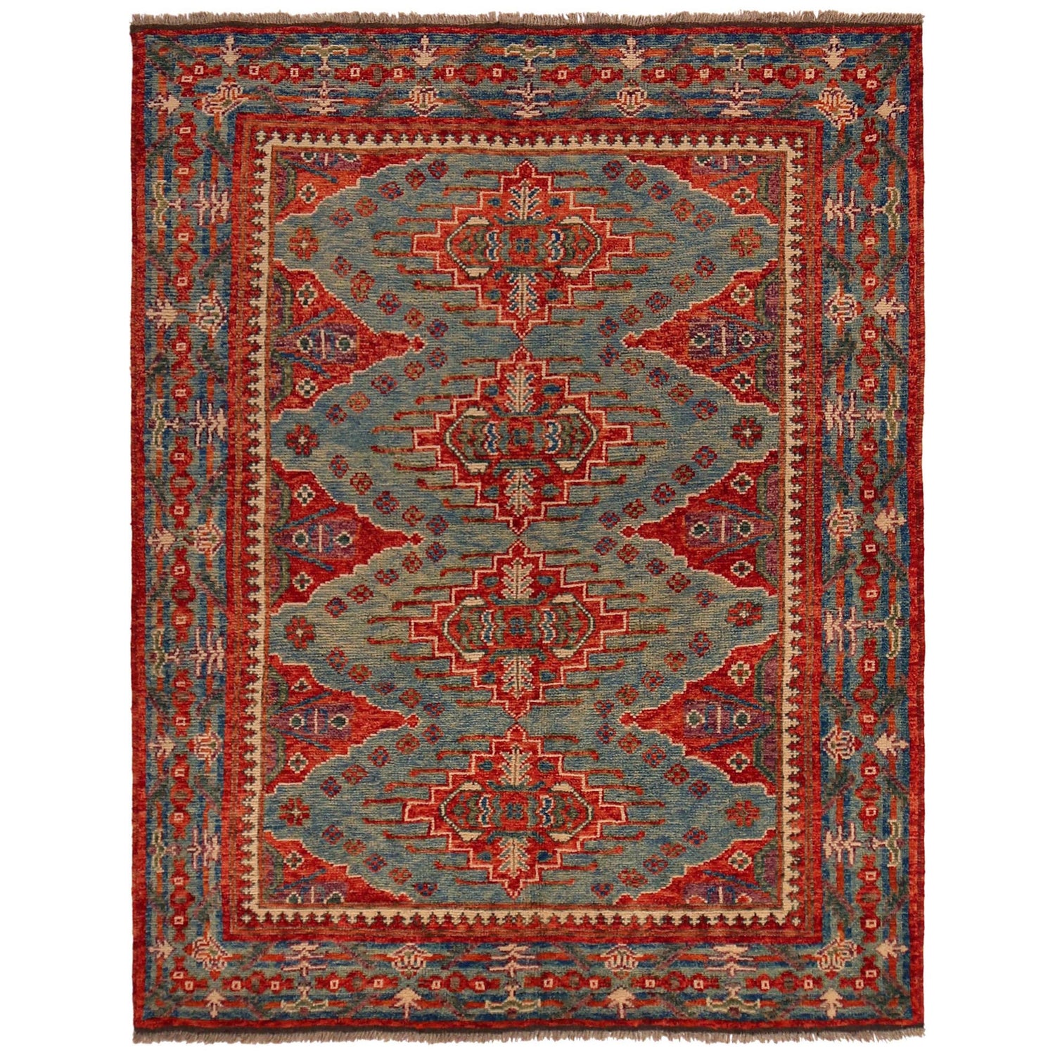 Blue Color Shirazi Rug 5' 1" x 6' 7" (ft) - No. P35680