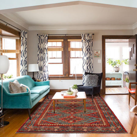 Blue Color Shirazi Rug 5' 1" x 6' 7" (ft) - No. P35680