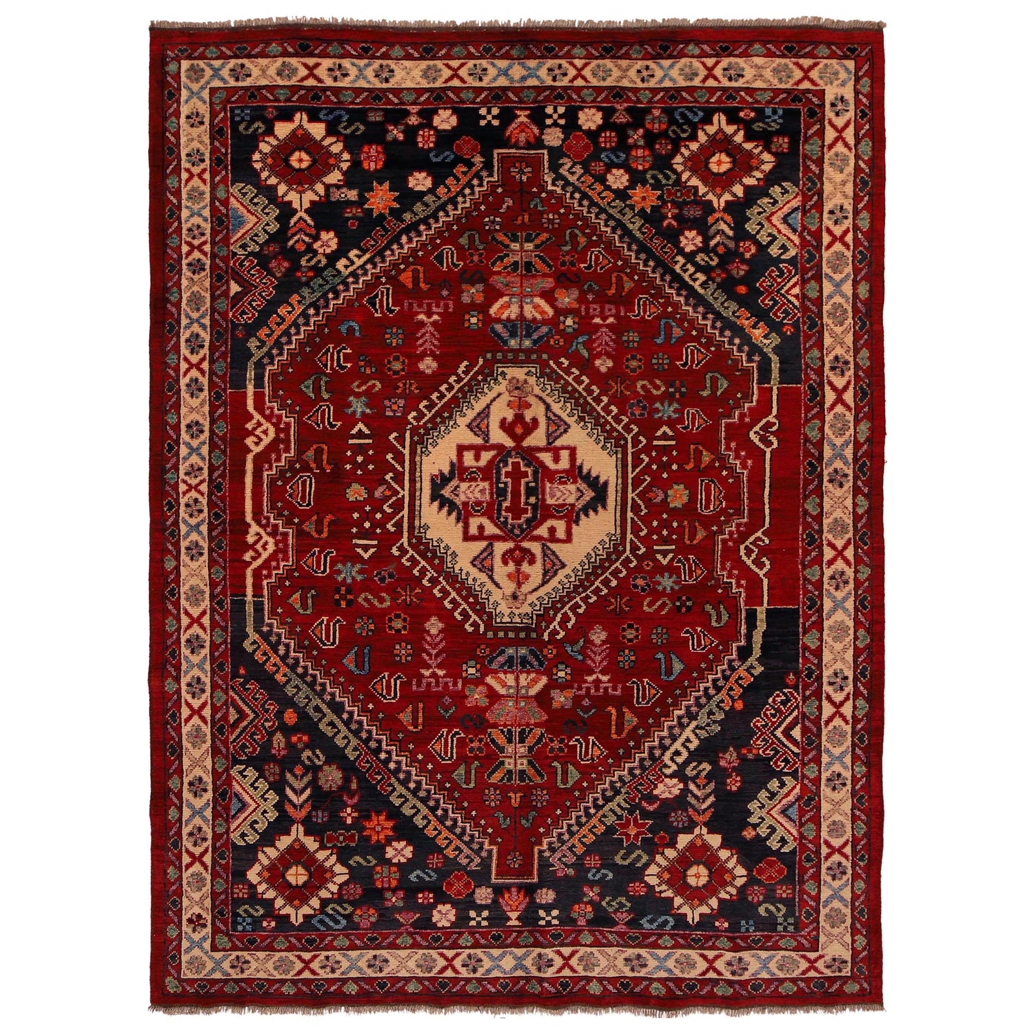 Red Color Shirazi Rug 6' 7" x 9' 4" (ft) - No. P35681
