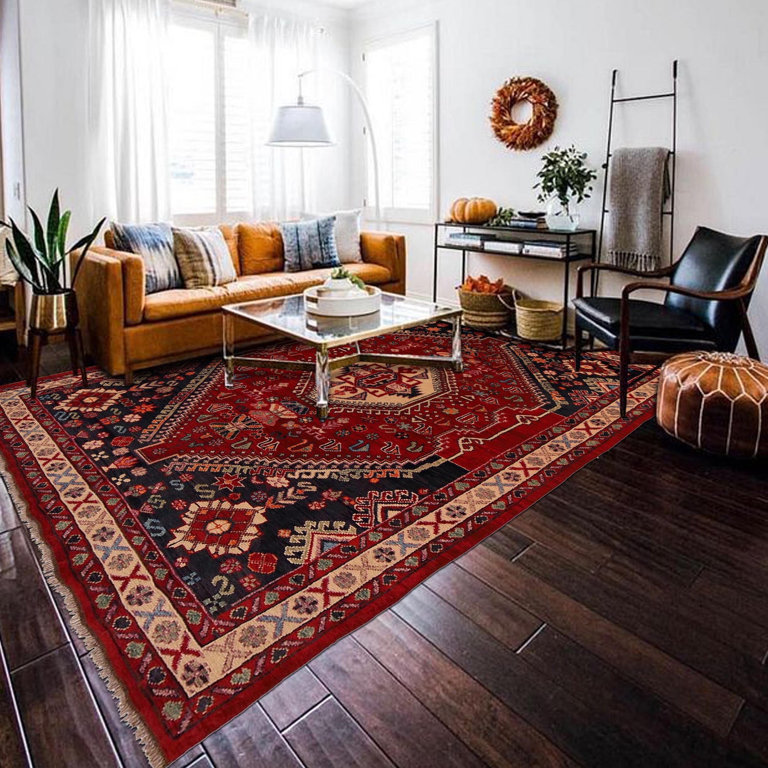 Red Color Shirazi Rug 6' 7" x 9' 4" (ft) - No. P35681