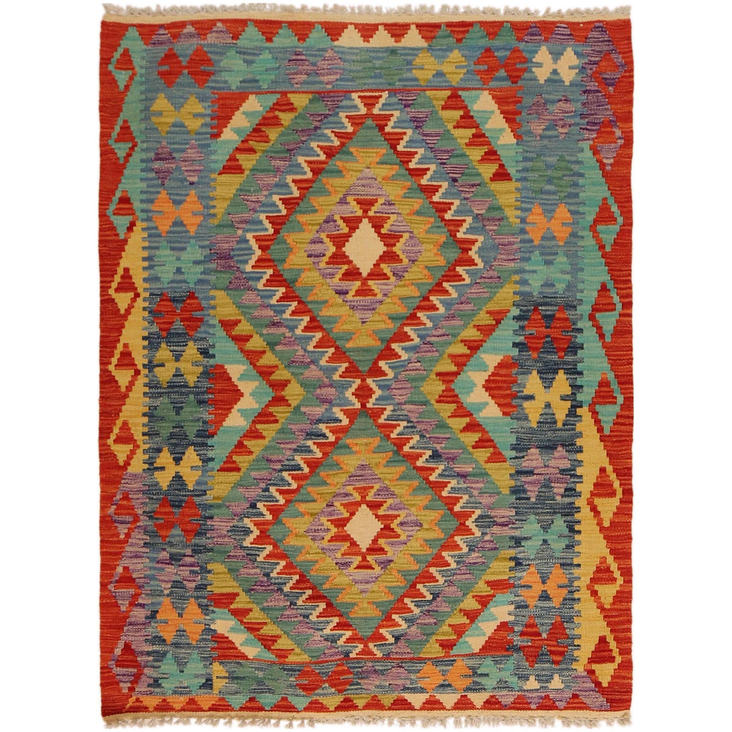 Handmade Vegetable Kilim 3' 8" x 4" 11" (ft) - No. P35688