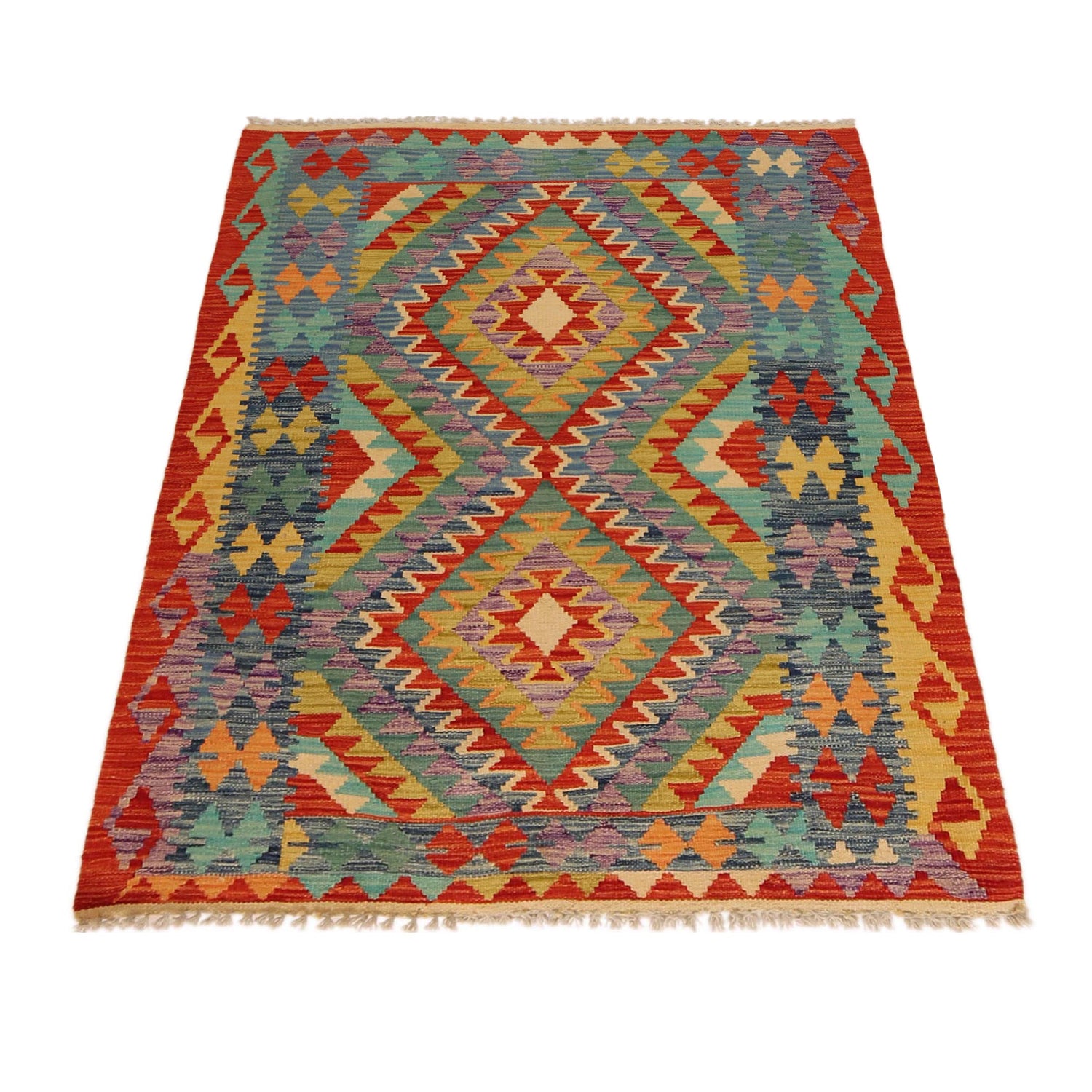Handmade Vegetable Kilim 3' 8" x 4" 11" (ft) - No. P35688