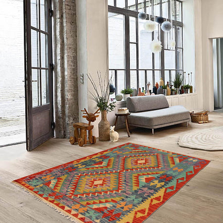 Handmade Vegetable Kilim 3' 8" x 4" 11" (ft) - No. P35688