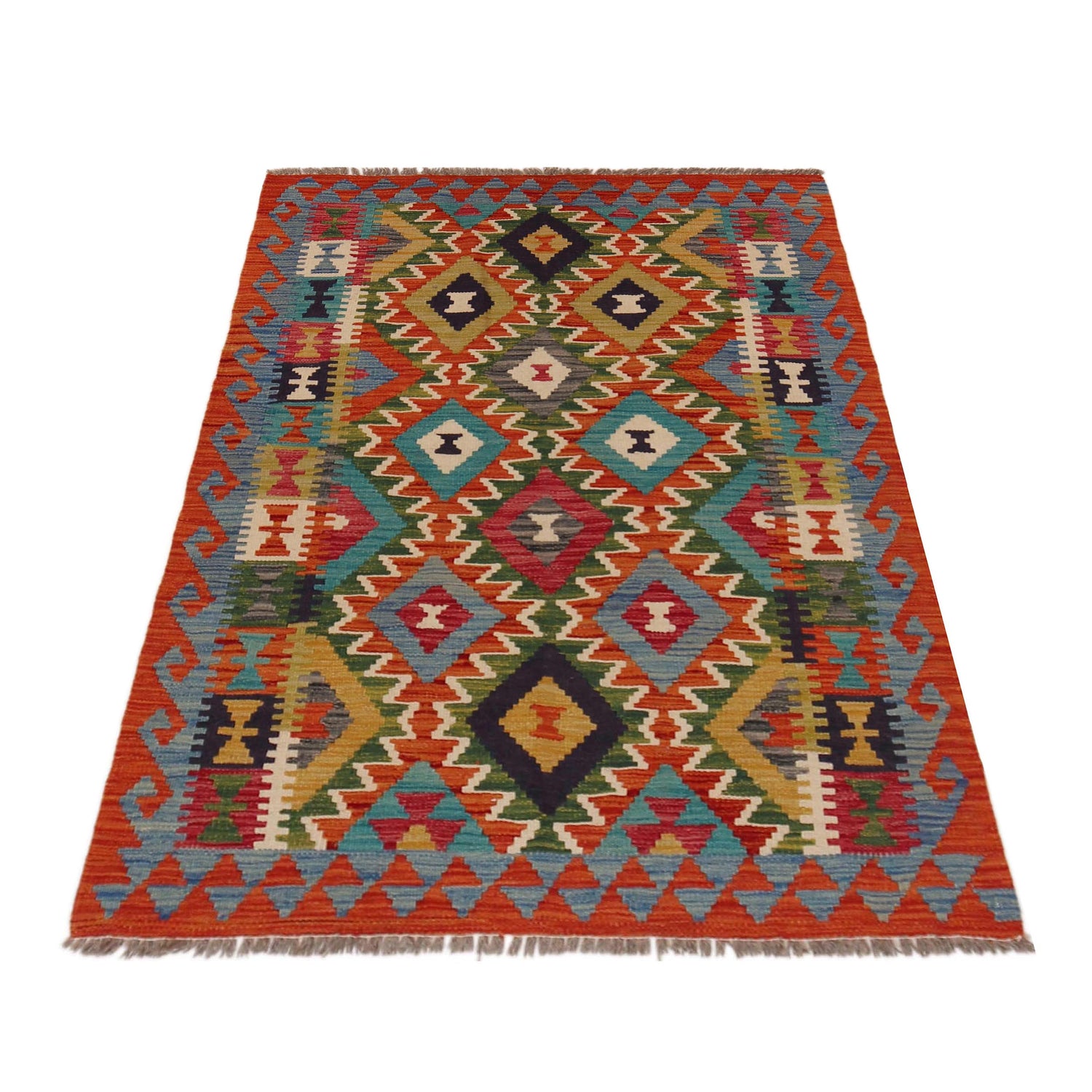 Handmade Vegetable Kilim 3' 3" x 4" 9" (ft) - No. P35692