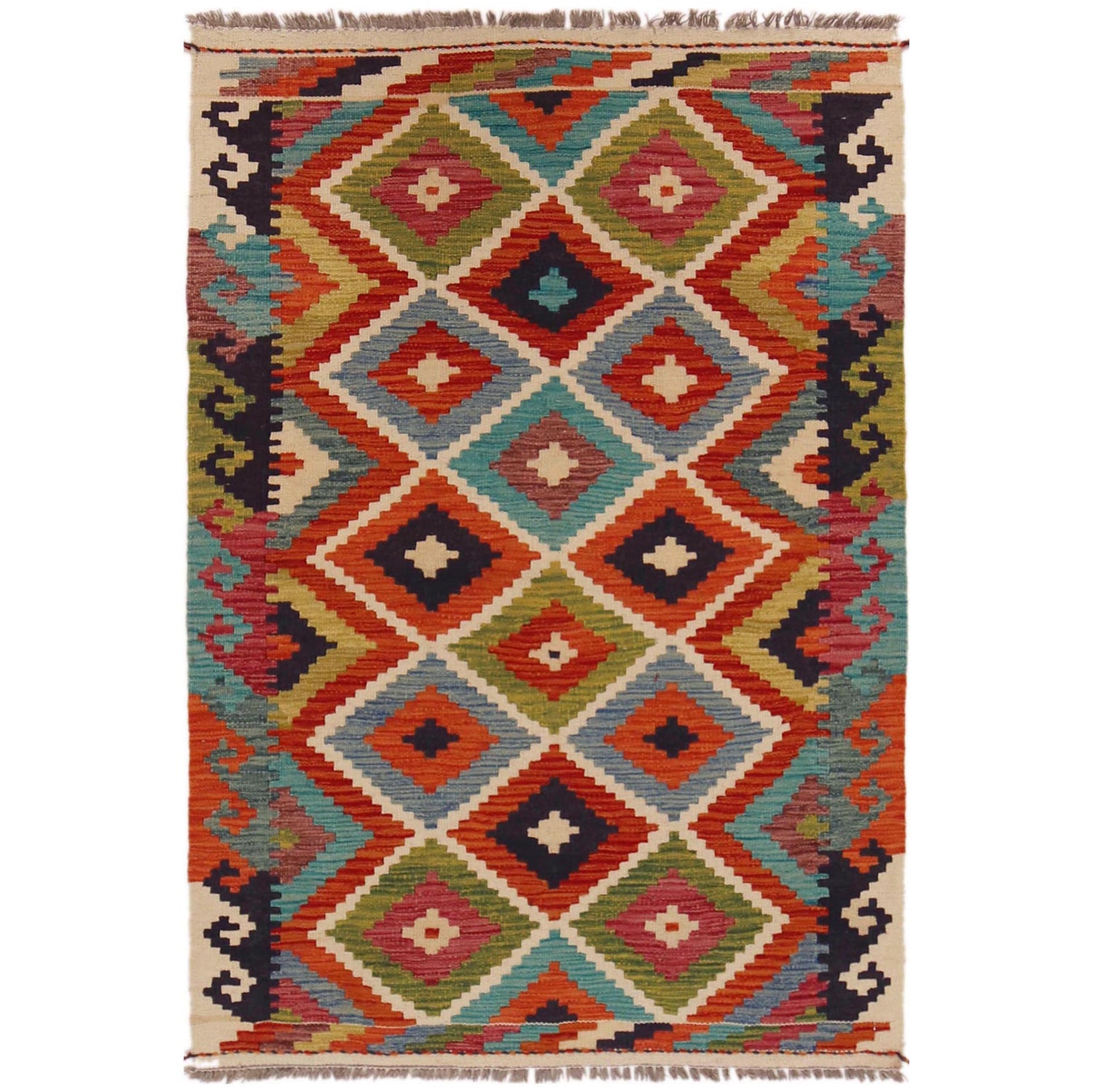 Handmade Vegetable Kilim 3' 2" x 4" 9" (ft) - No. P35694
