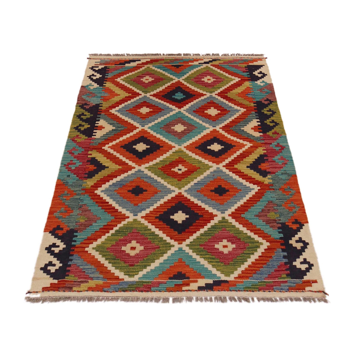 Handmade Vegetable Kilim 3' 2" x 4" 9" (ft) - No. P35694
