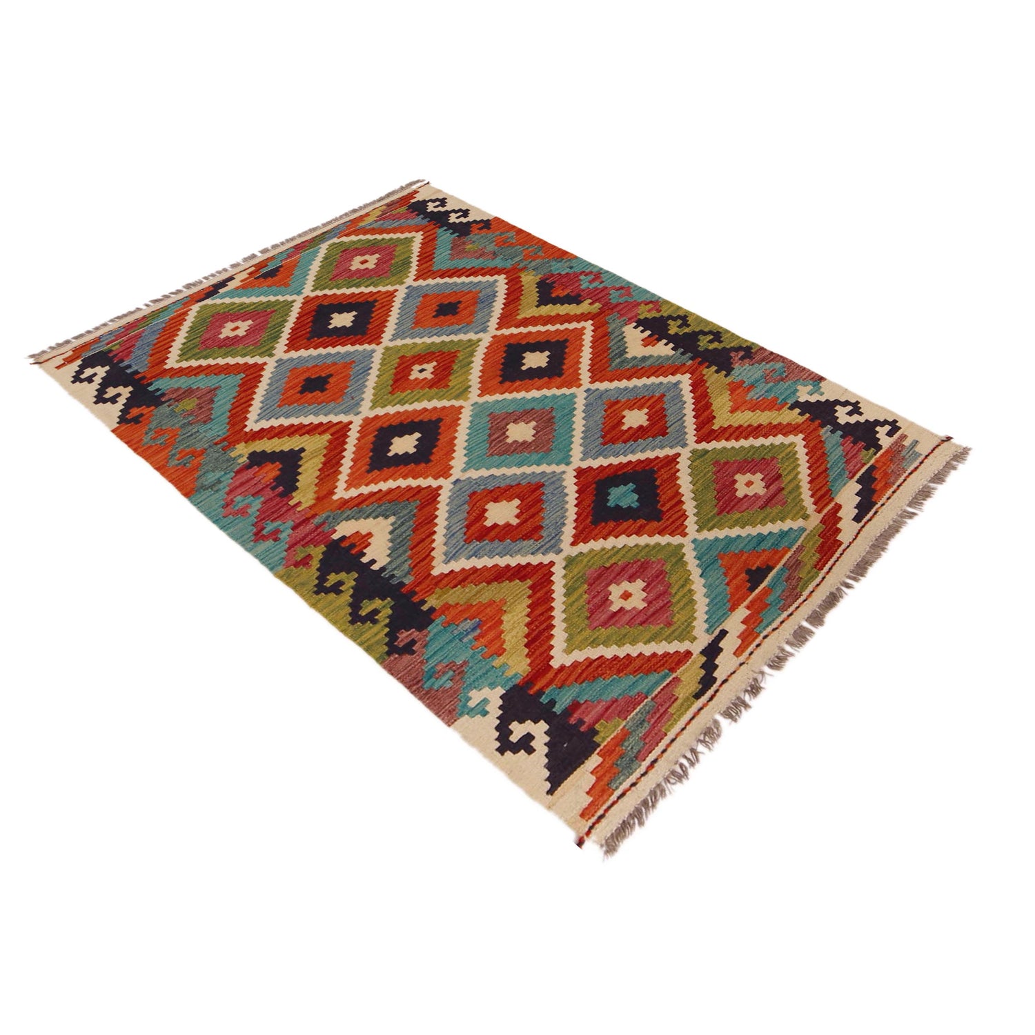 Handmade Vegetable Kilim 3' 2" x 4" 9" (ft) - No. P35694