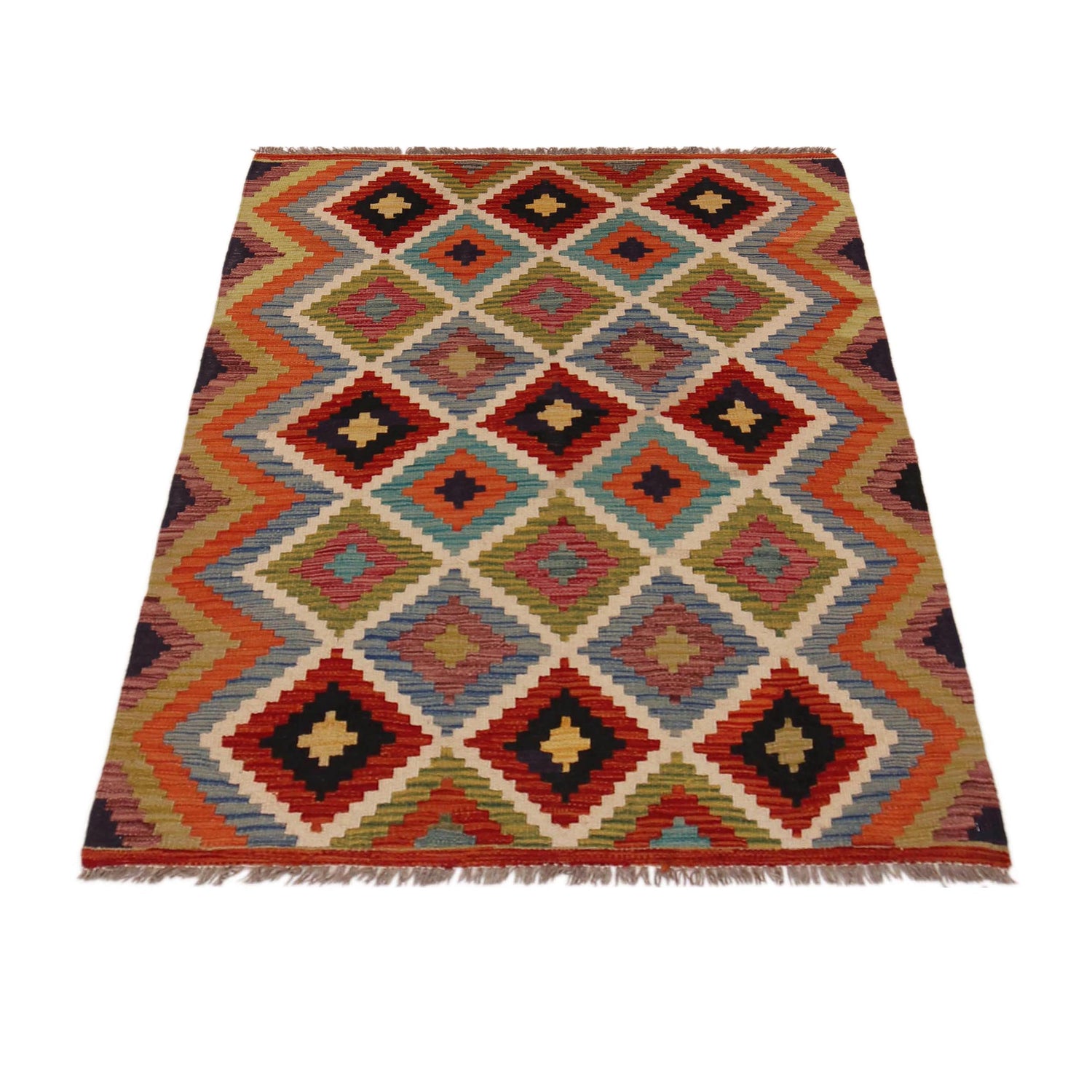 Handmade Vegetable Kelim 3' 5" x 4" 8" (ft) - No. P35695