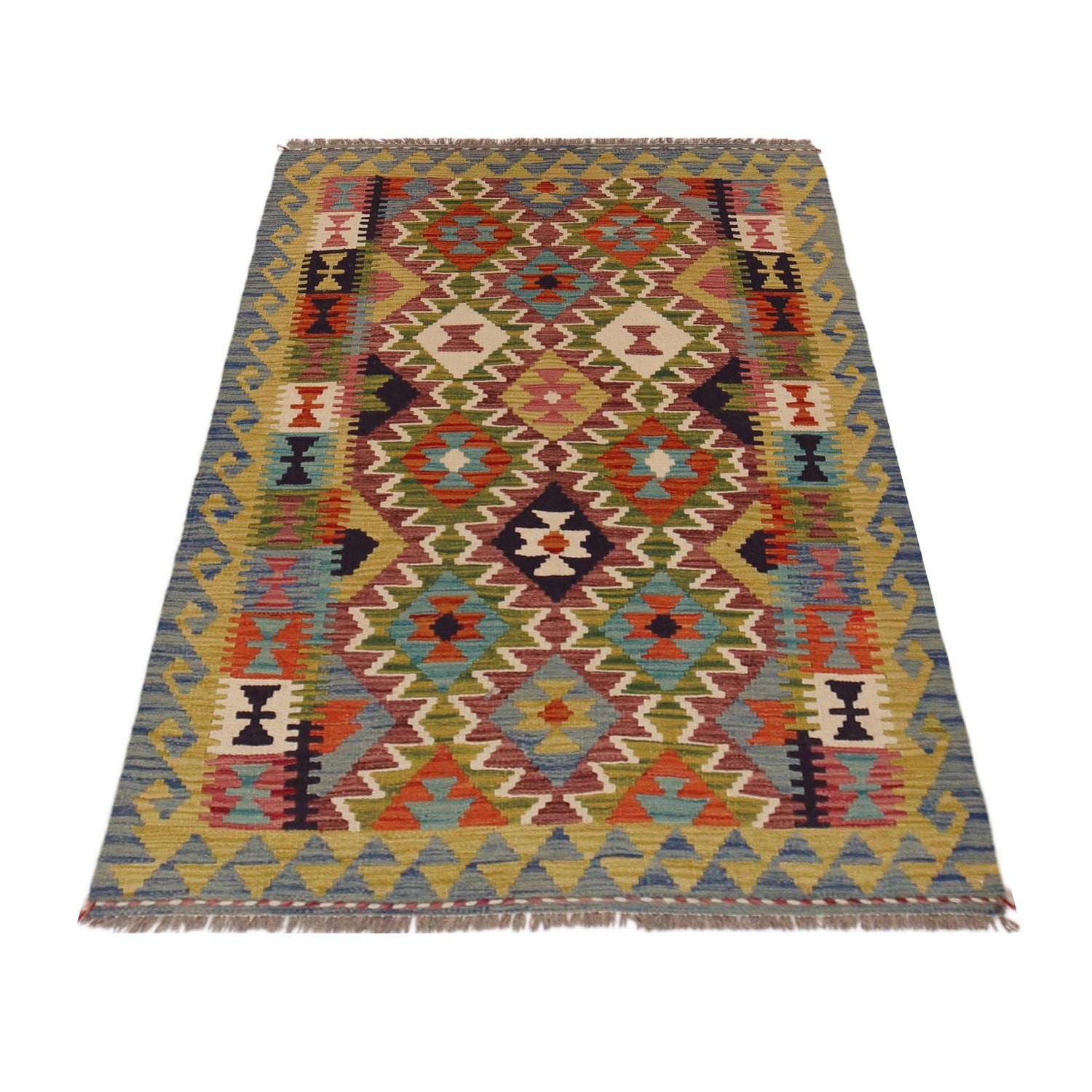 Handmade Vegetable Kilim 3' 3" x 4" 11" (ft) - No. P35696