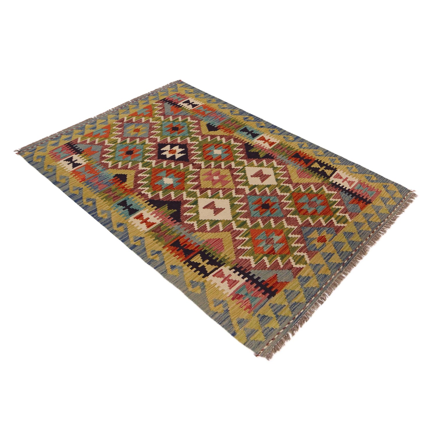 Handmade Vegetable Kilim 3' 3" x 4" 11" (ft) - No. P35696