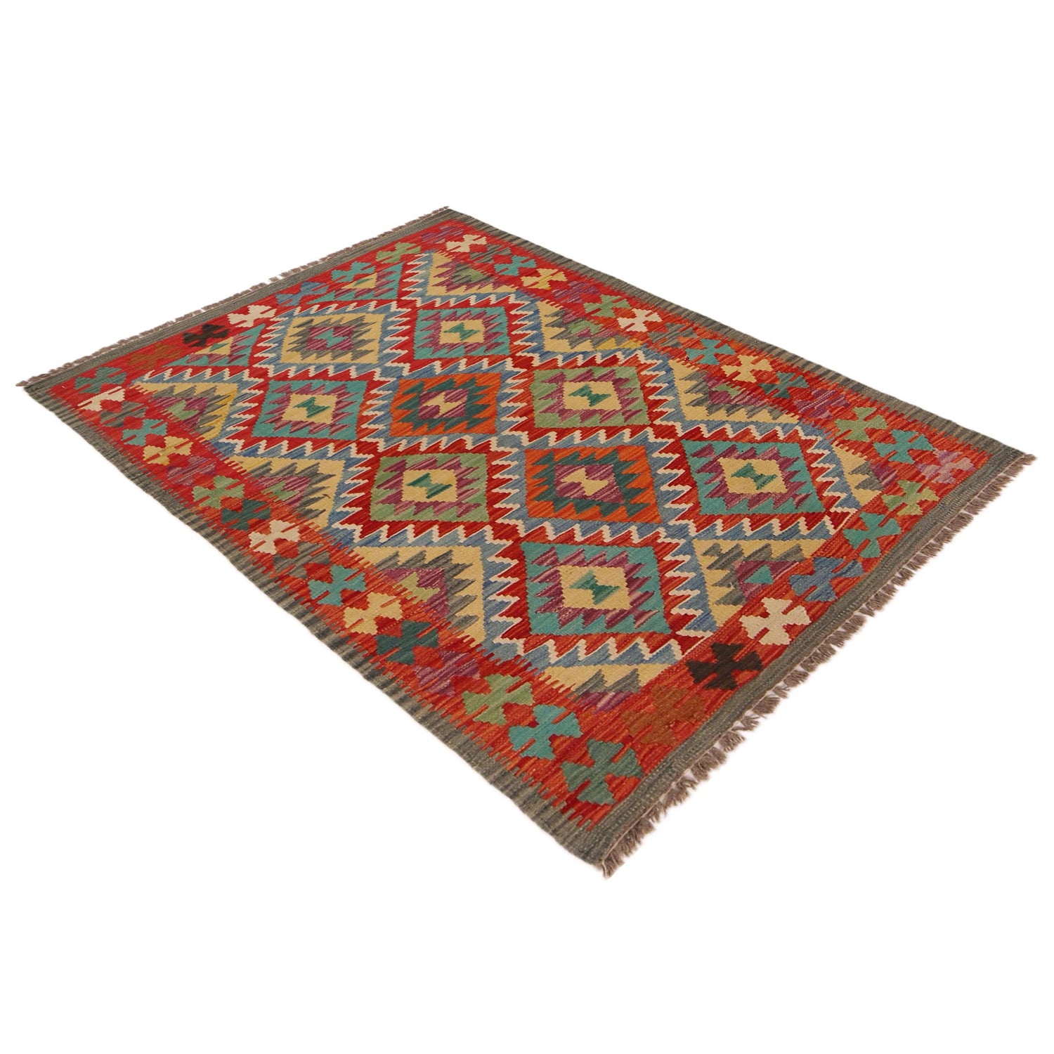 Handmade Vegetable Kilim 3' 4" x 4" 9" (ft) - No. P35698
