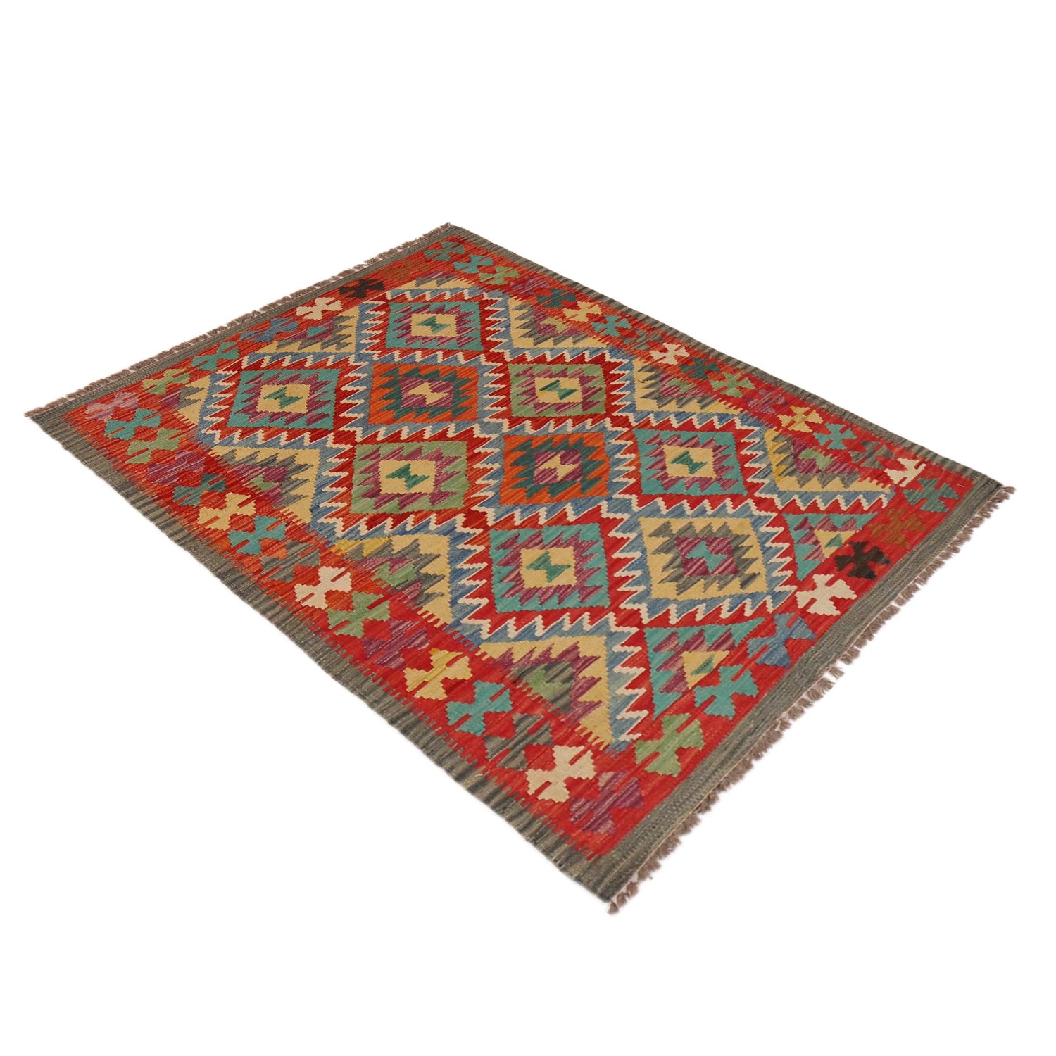 Handmade Vegetable Kilim 3' 4" x 4" 9" (ft) - No. P35698