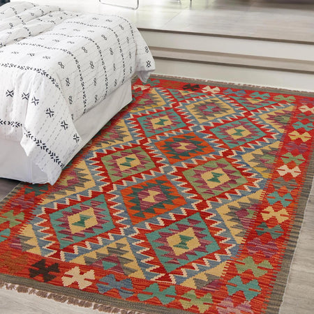 Handmade Vegetable Kilim 3' 4" x 4" 9" (ft) - No. P35698