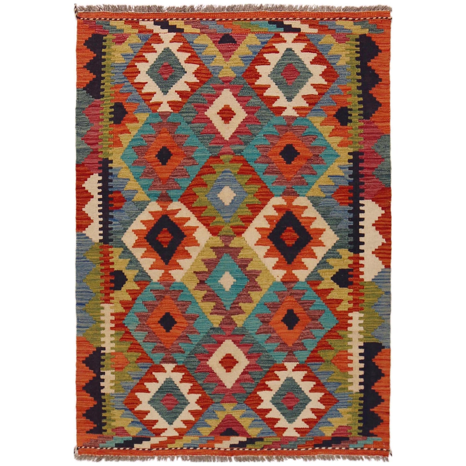 Handmade Vegetable Kilim 3' 3" x 4" 9" (ft) - No. P35702
