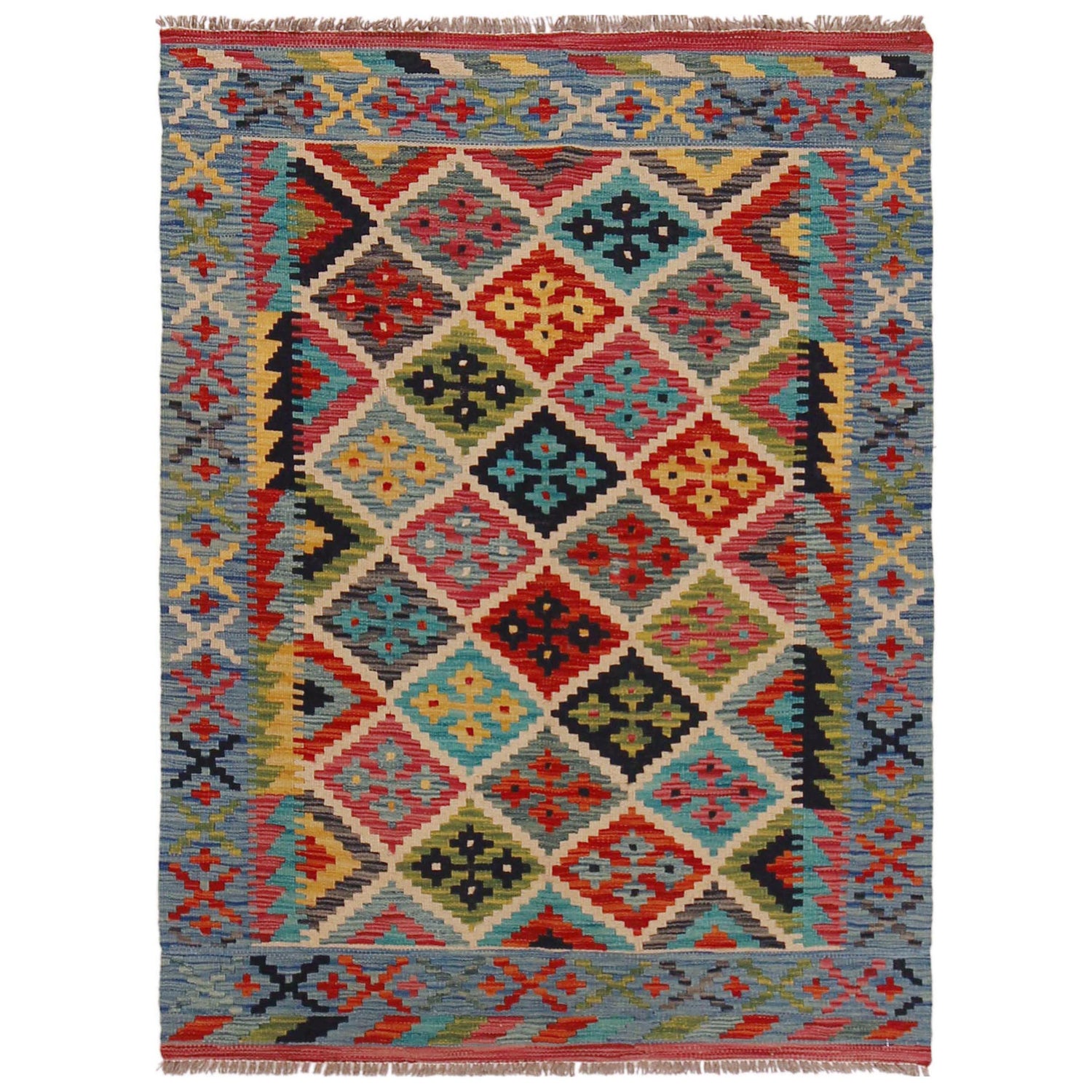 Handmade Vegetable Kilim 3' 4" x 4' 8" (ft) - No. P35703