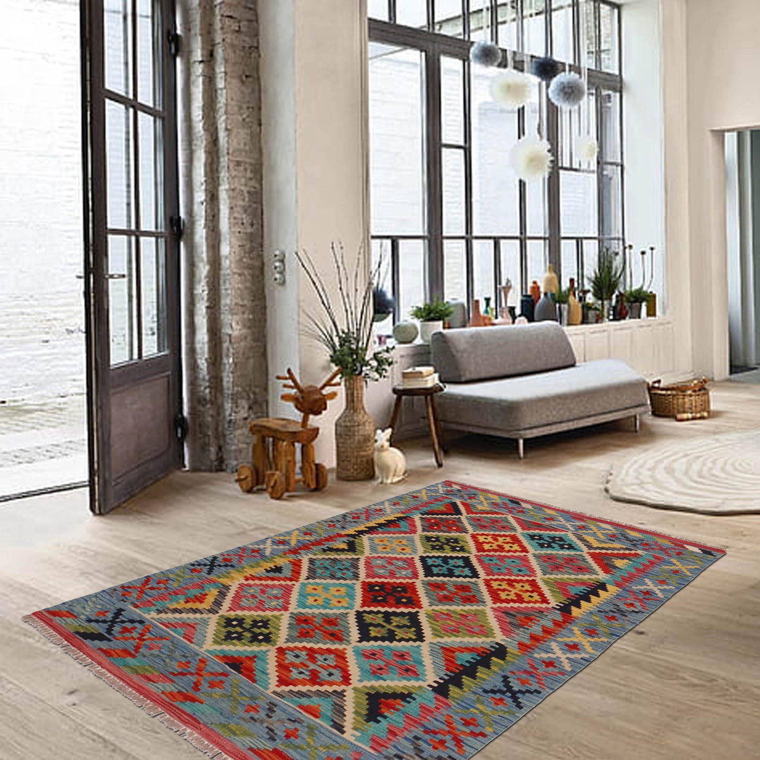 Handmade Vegetable Kilim 3' 4" x 4' 8" (ft) - No. P35703