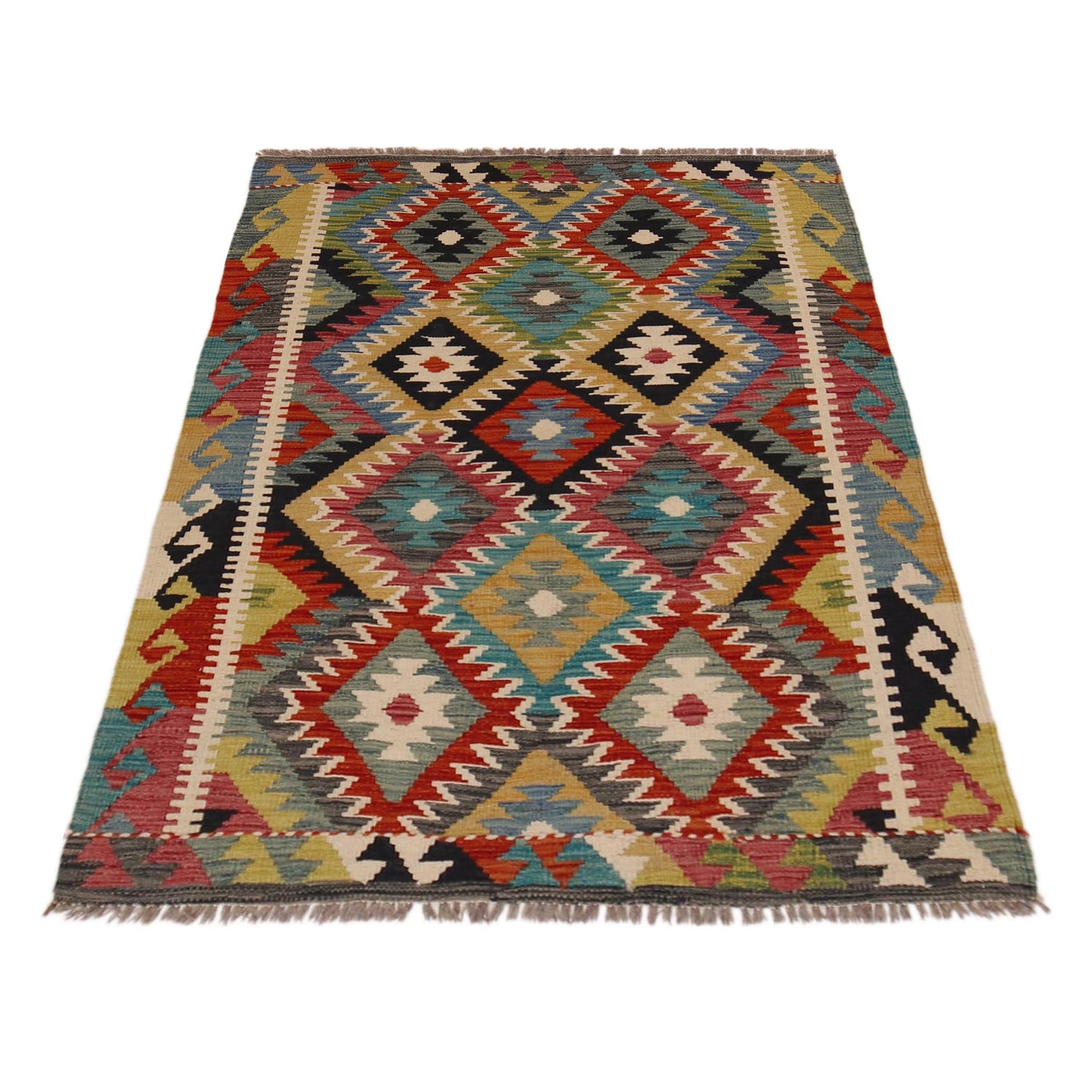 Handmade Vegetable Kilim 3' 3" x 4" 9" (ft) - No. P35705