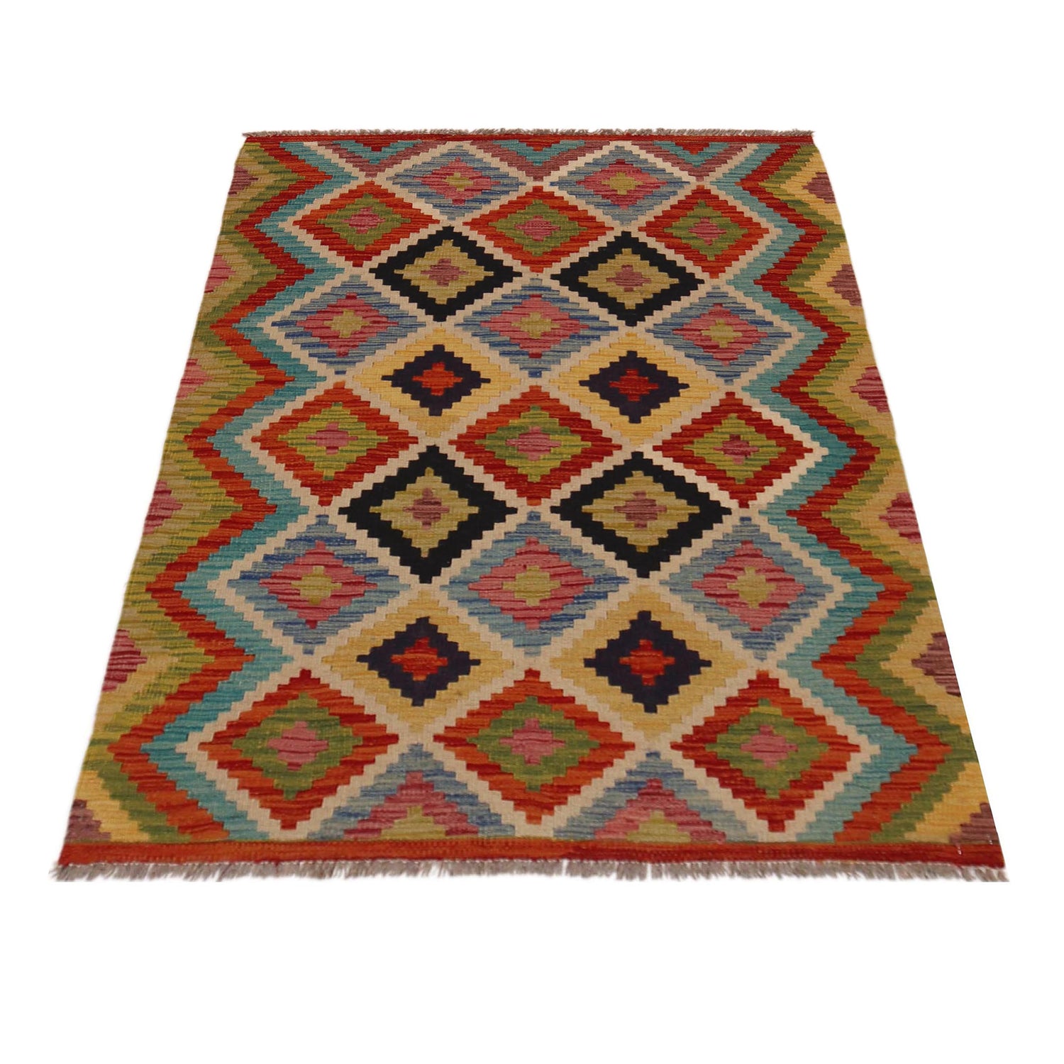 Handmade Vegetable Kilim 3' 4" x 4" 11" (ft) - No. P35707