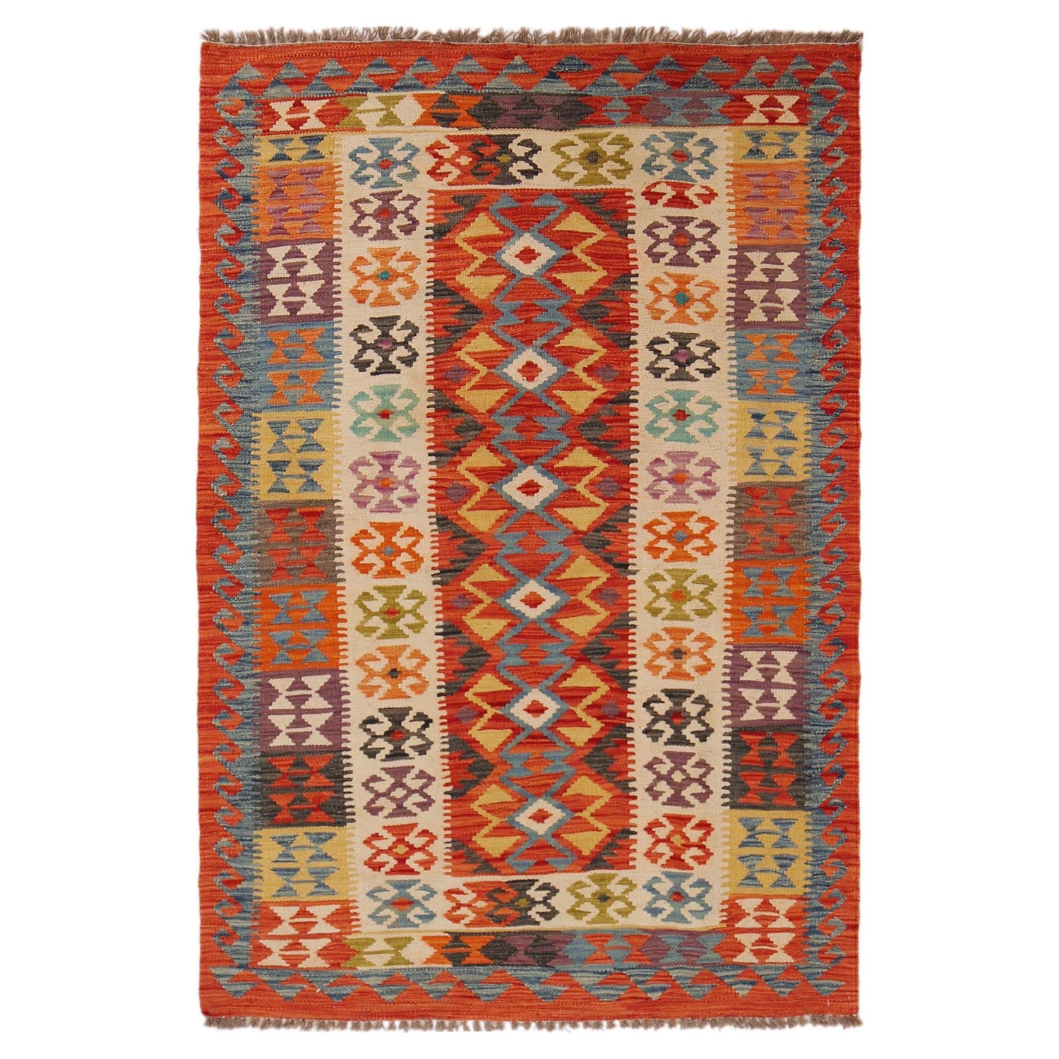 Handmade Vegetable Kelim 3' 6" x 5" 6" (ft) - No. P35710