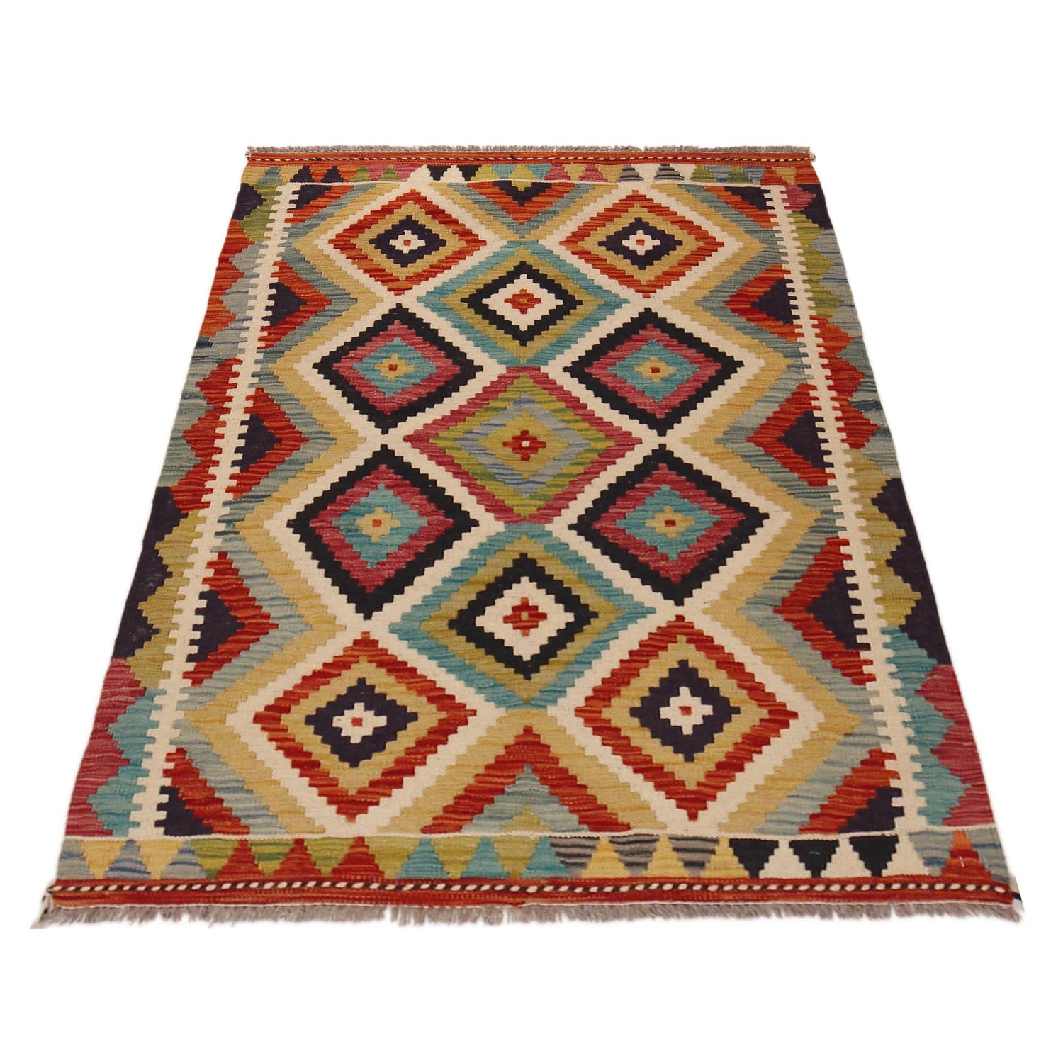 Handmade Vegetable Kilim 3' 3" x 4" 8" (ft) - No. P35711