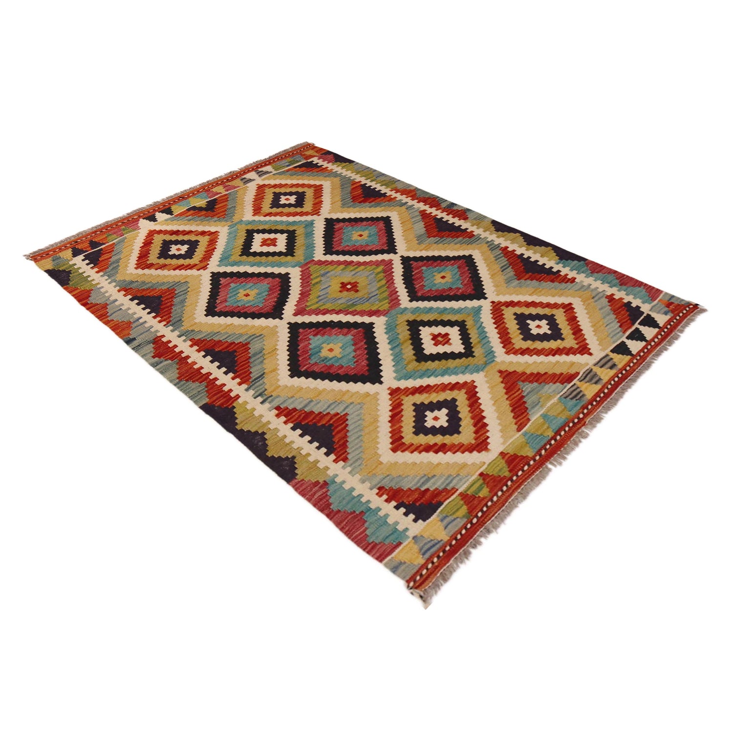 Handmade Vegetable Kilim 3' 3" x 4" 8" (ft) - No. P35711