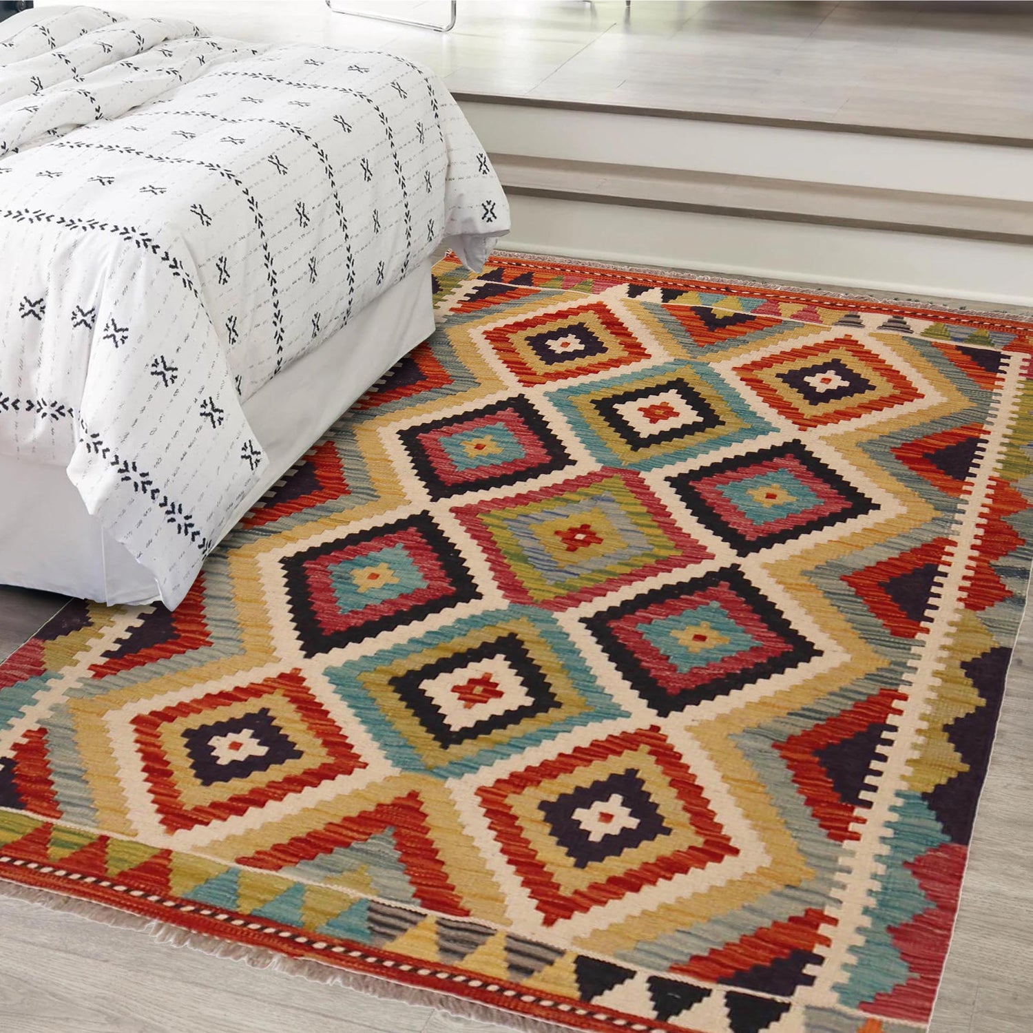 Handmade Vegetable Kilim 3' 3" x 4" 8" (ft) - No. P35711