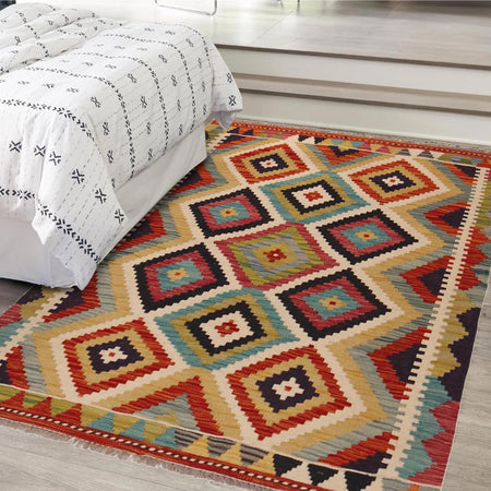 Handmade Vegetable Kilim 3' 3" x 4" 8" (ft) - No. P35711